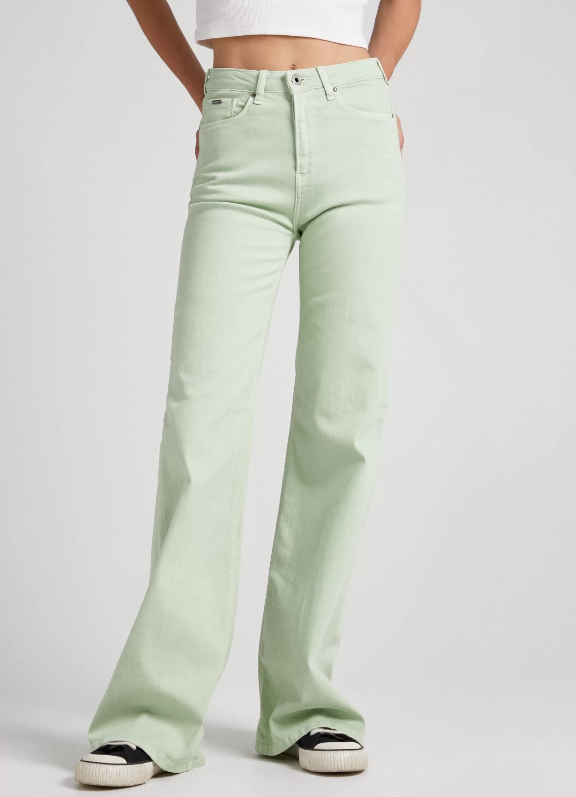 Pants*Women Pepe Jeans 5-POCKET FLARE-FIT TROUSERS Bleach Green