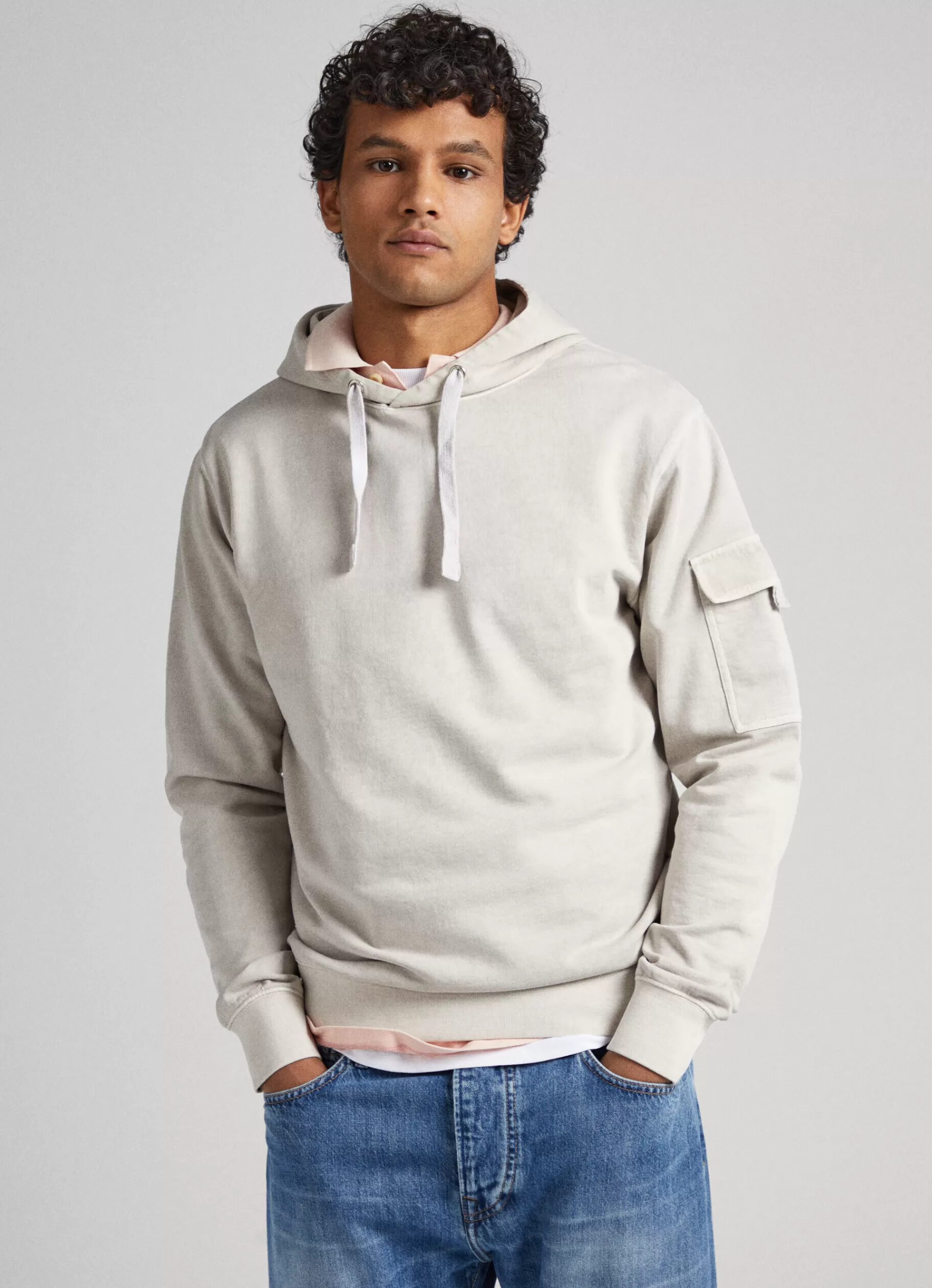 Sweatshirts & Hoodies*Men Pepe Jeans ADJUSTABLE HOODIE Ivory White