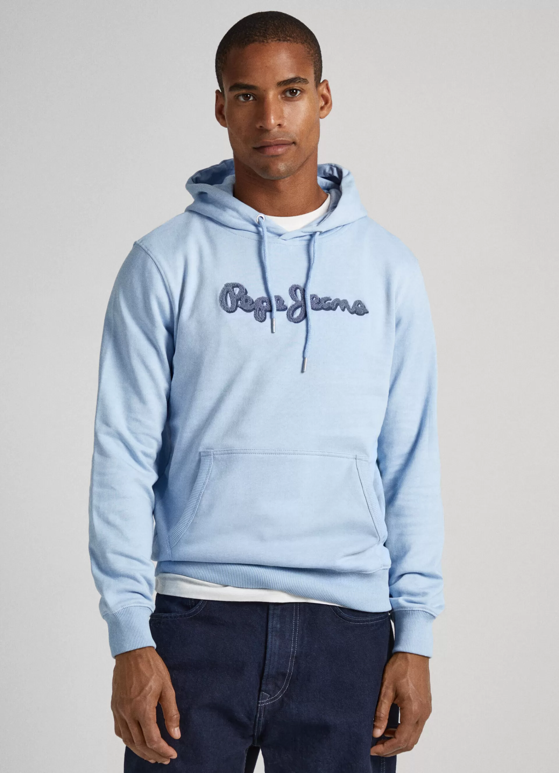 Sweatshirts & Hoodies*Men Pepe Jeans ADJUSTABLE HOODIE Bleach Blue