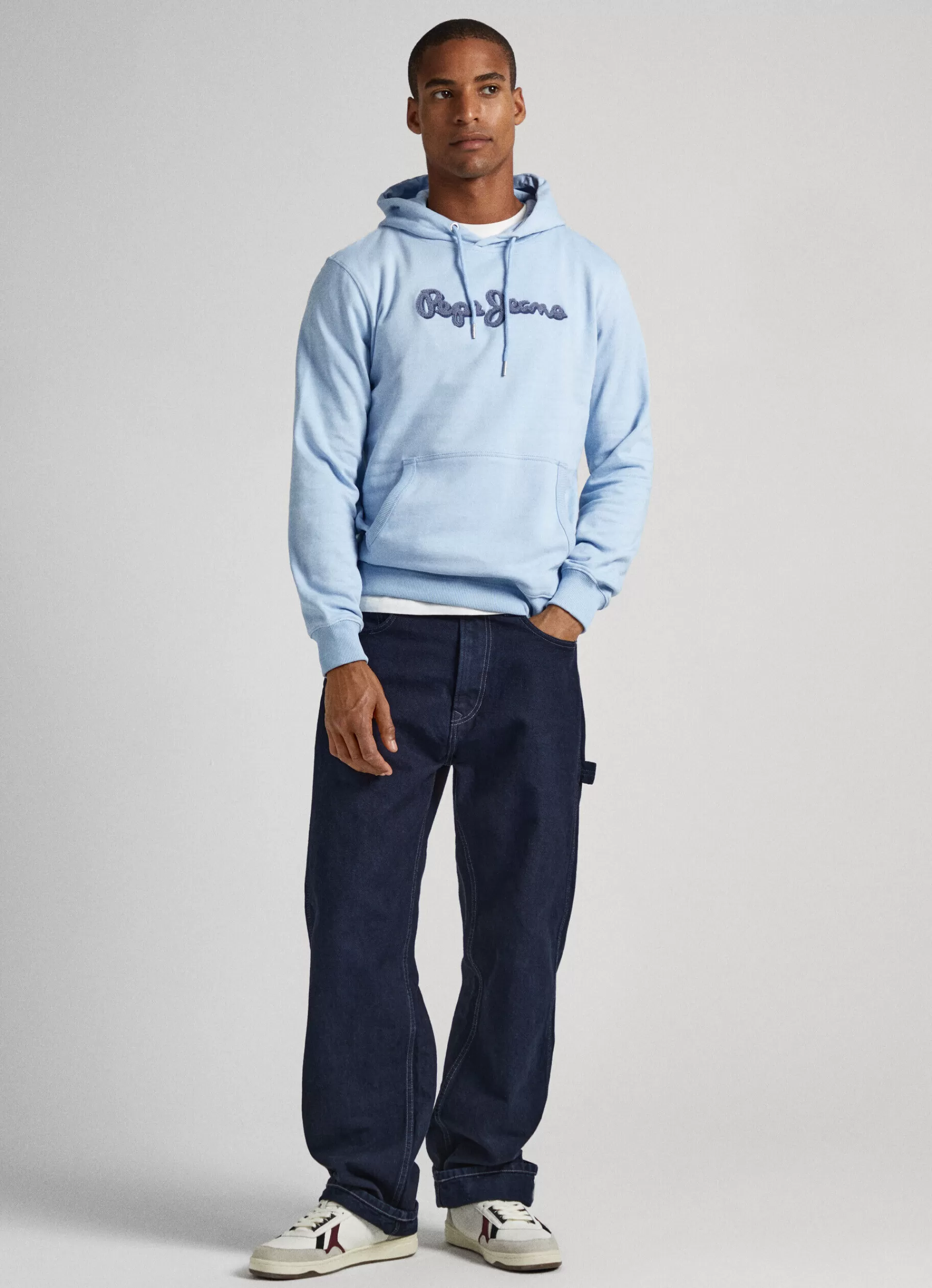 Sweatshirts & Hoodies*Men Pepe Jeans ADJUSTABLE HOODIE Bleach Blue