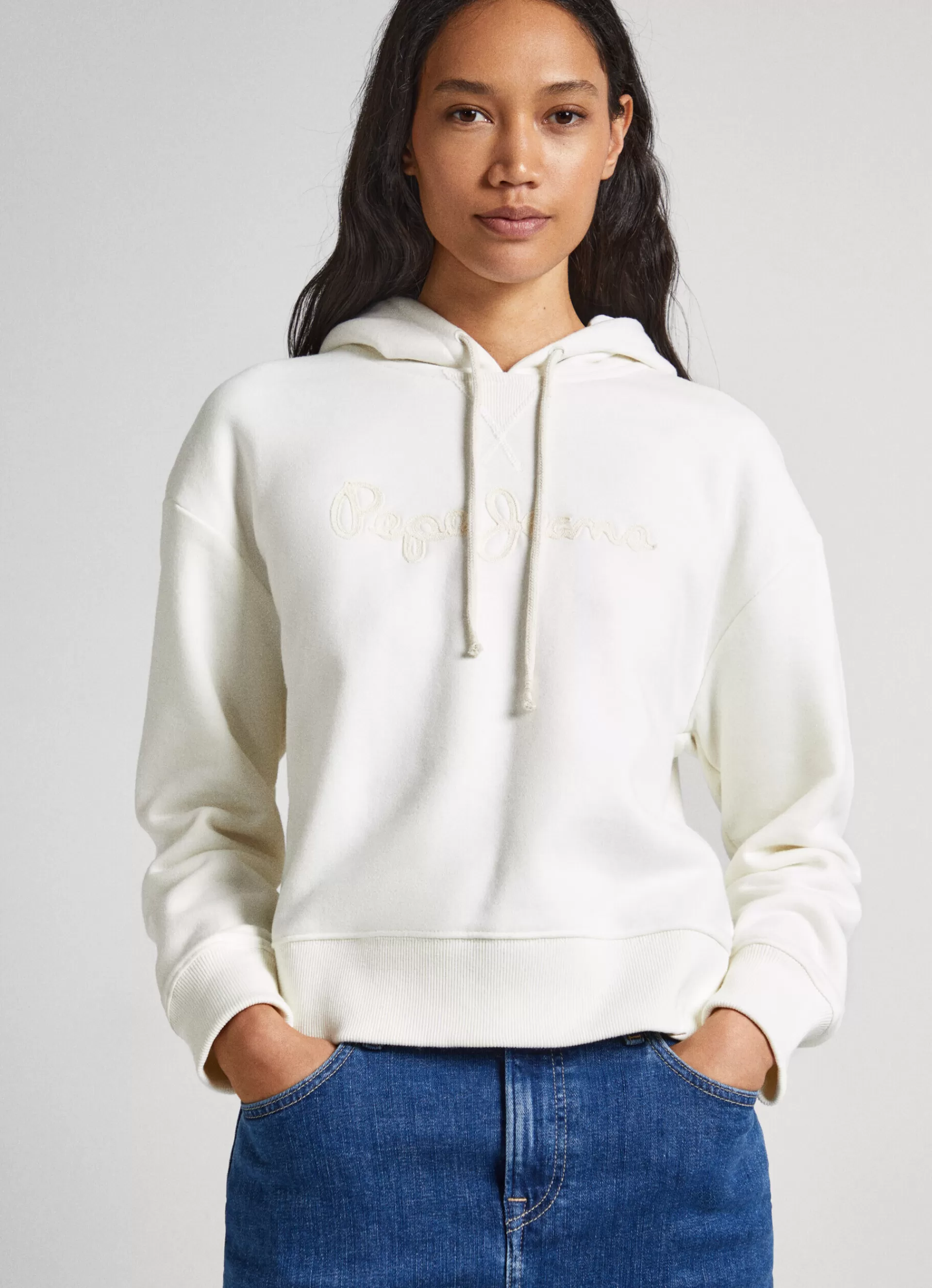 Sweatshirts & Hoodies*Women Pepe Jeans ADJUSTABLE HOODIE Mousse White