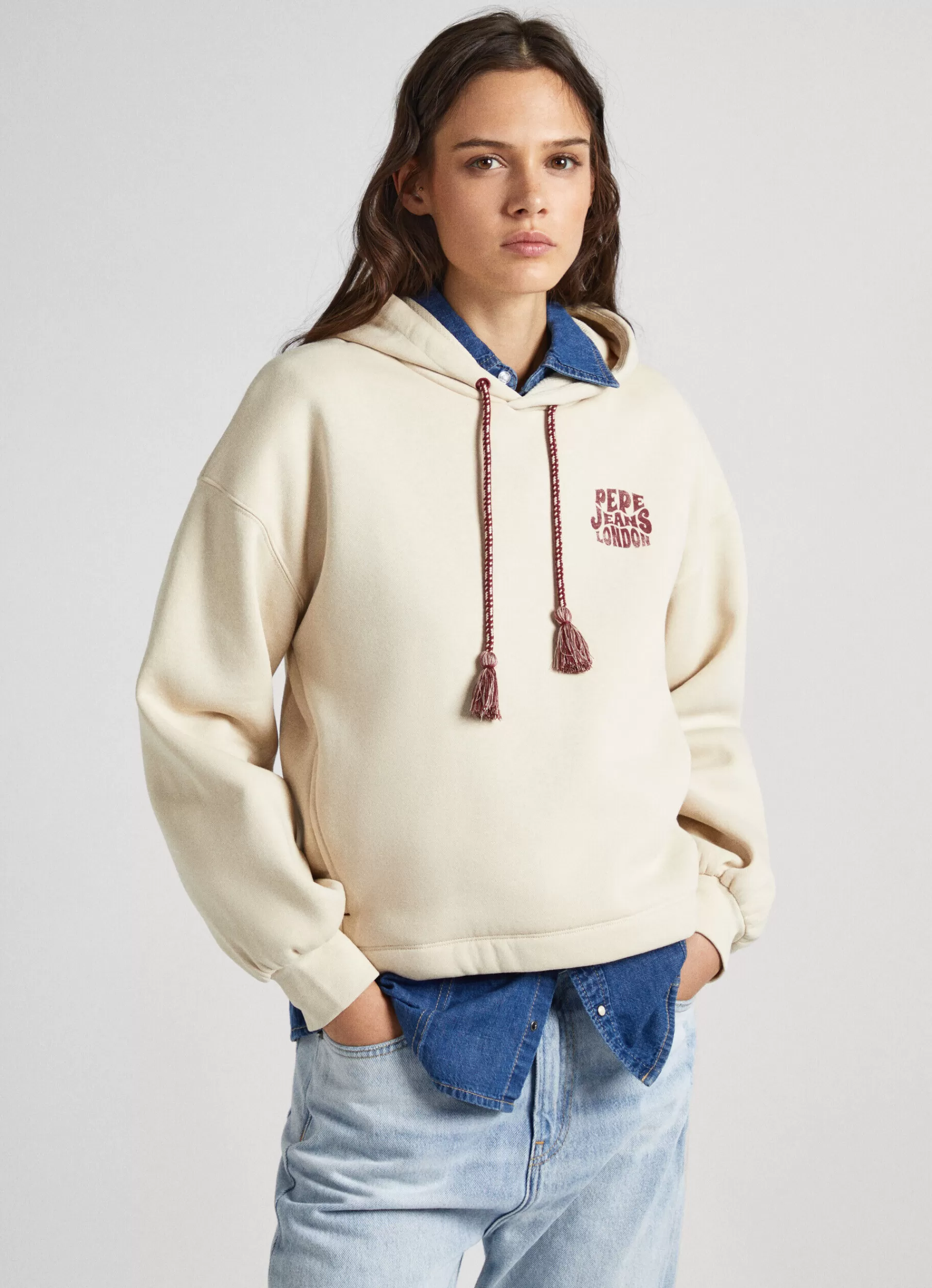 Sweatshirts & Hoodies*Women Pepe Jeans ADJUSTABLE HOODIE Sand Beige