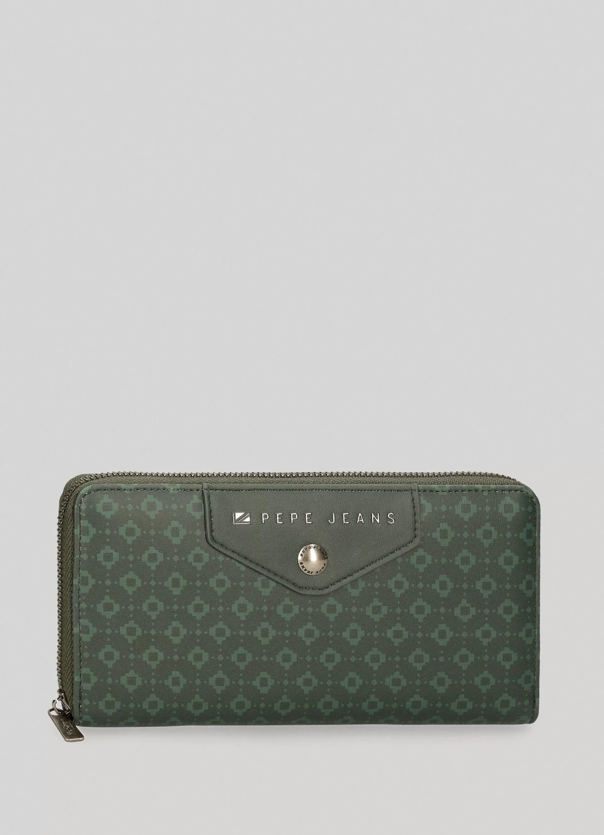 Bags & Backpacks*Women Pepe Jeans ALL-OVER GEOMETRIC PRINT WALLET Olive Green