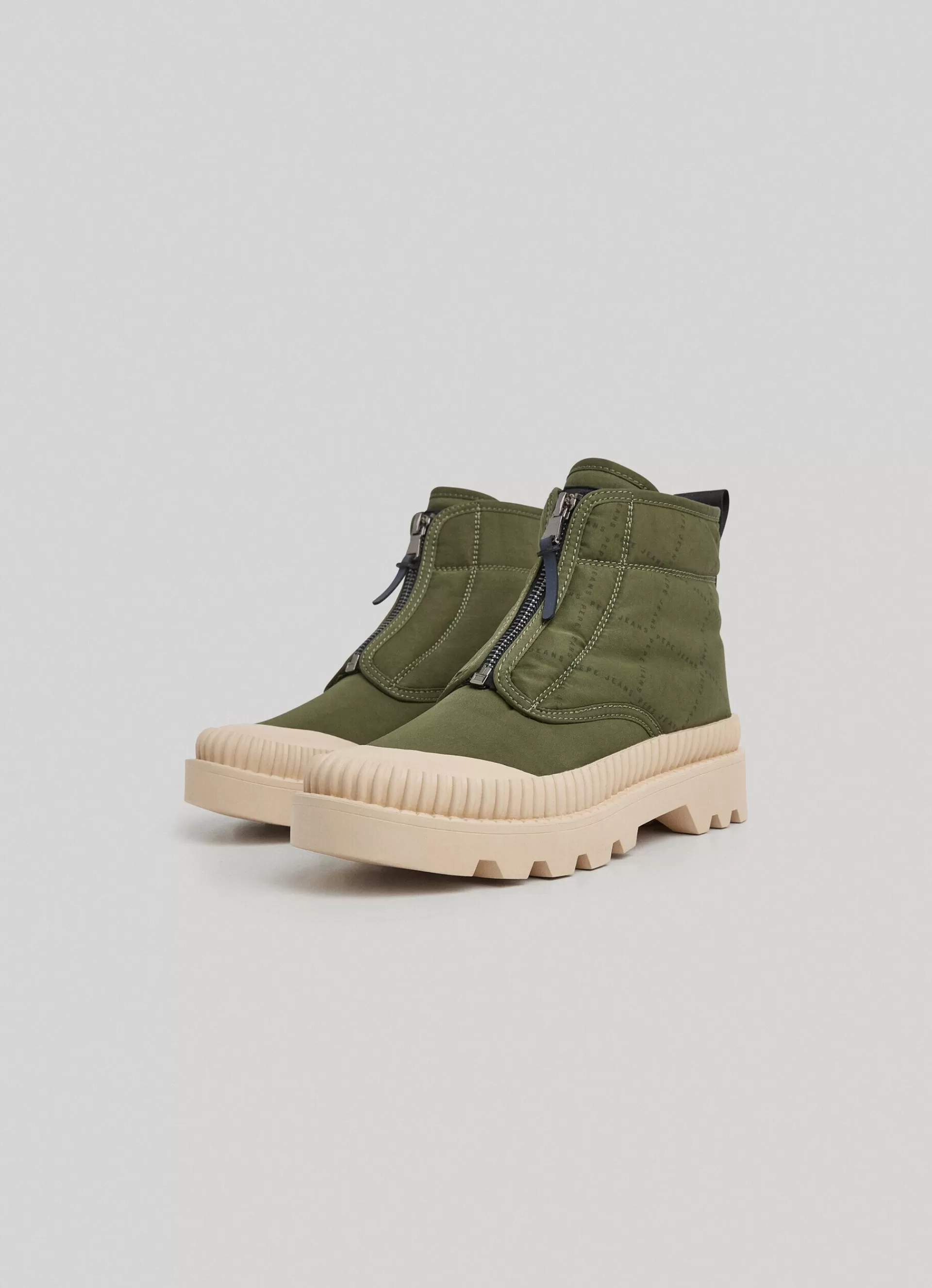 Boots & Shoes*Women Pepe Jeans ANKLE BOOTS WITH ZIP FASTENING Military Green