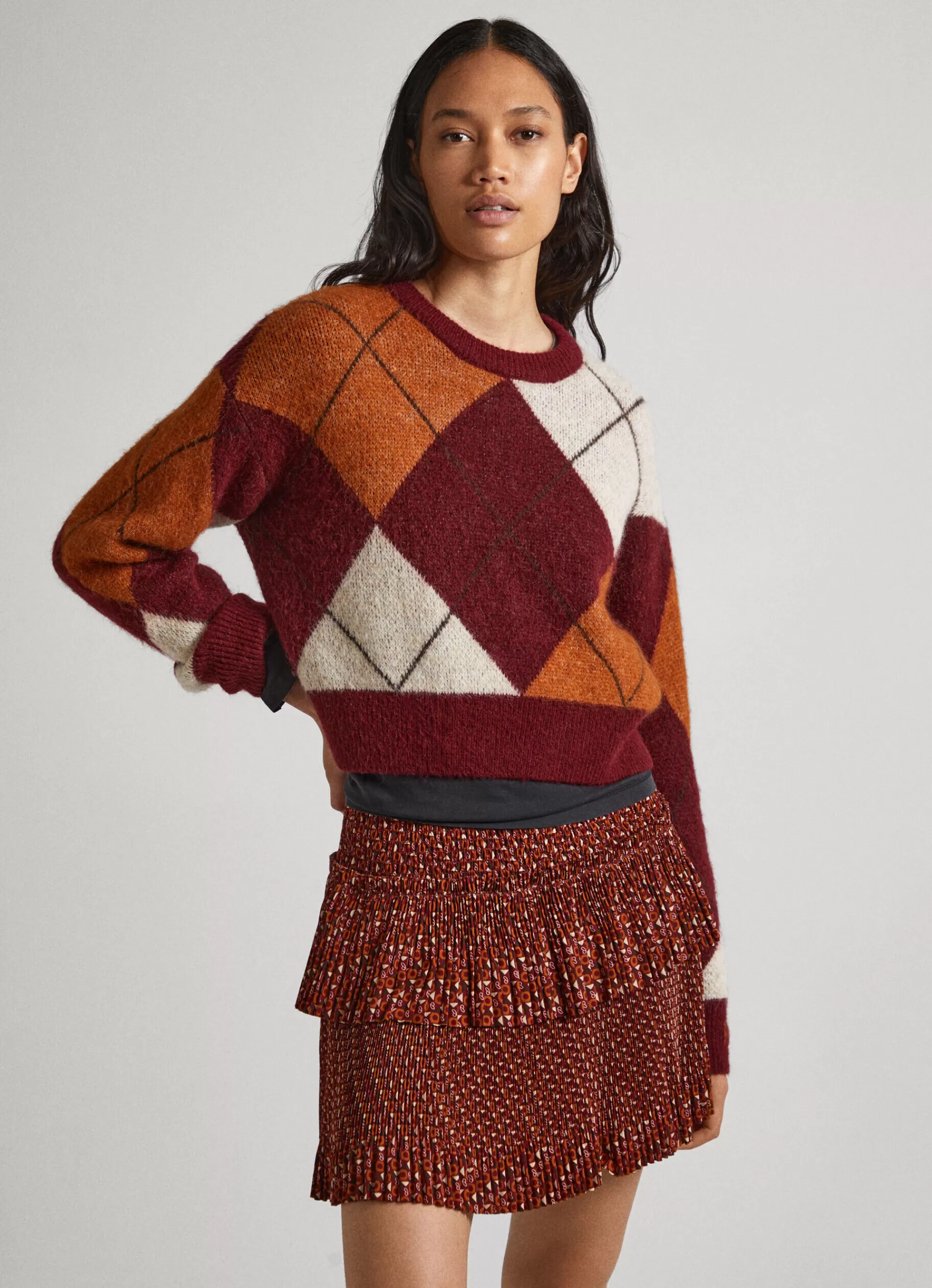 Sweaters & Cardigans | Knitwear*Women Pepe Jeans ARGYLE JACQUARD KNIT Burgundy Red