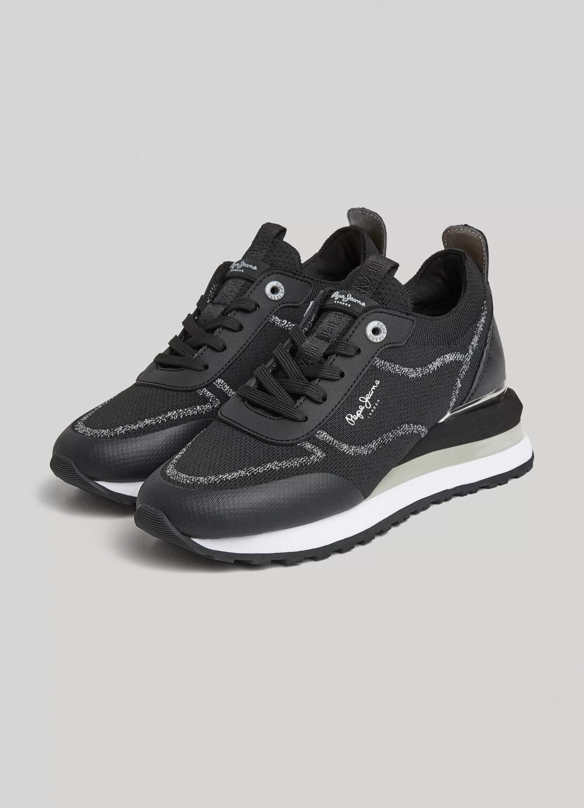 Sneakers*Women Pepe Jeans BLUR CONTOUR COMBINED TRAINERS Black