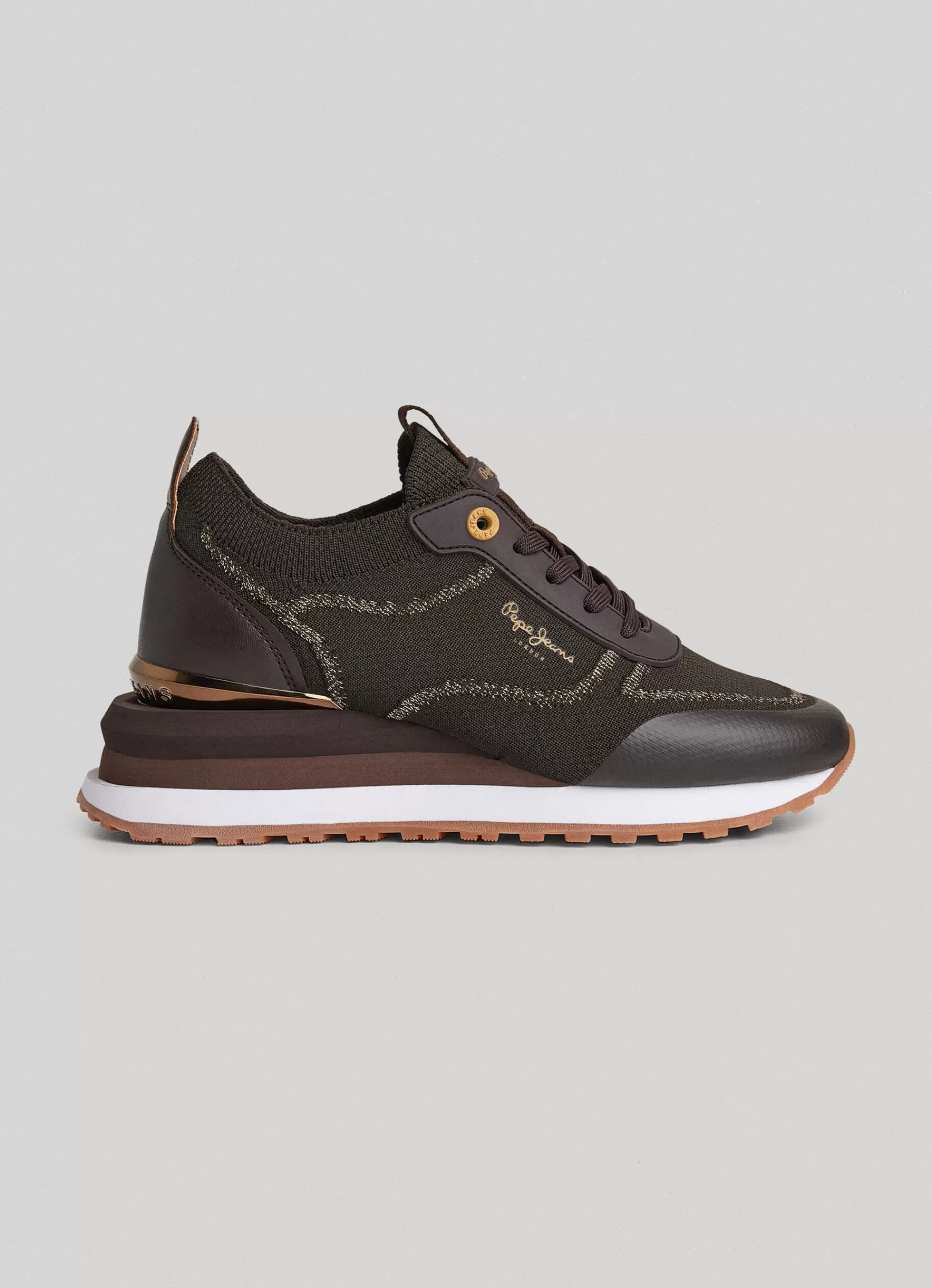 Sneakers*Women Pepe Jeans BLUR CONTOUR COMBINED TRAINERS Conker Brown