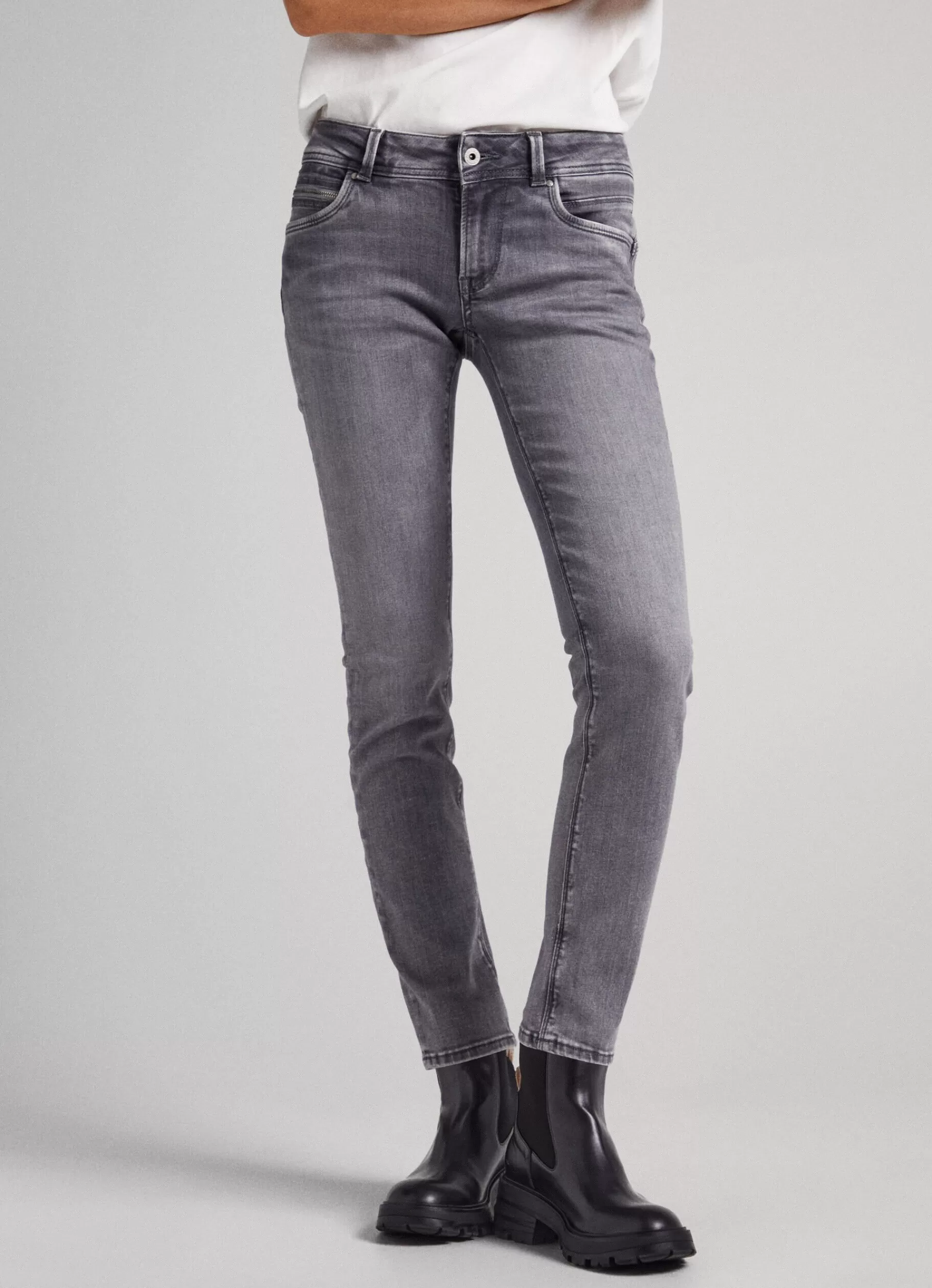 Slim*Women Pepe Jeans BROOKE REGULAR FIT MID-RISE JEANS Denim