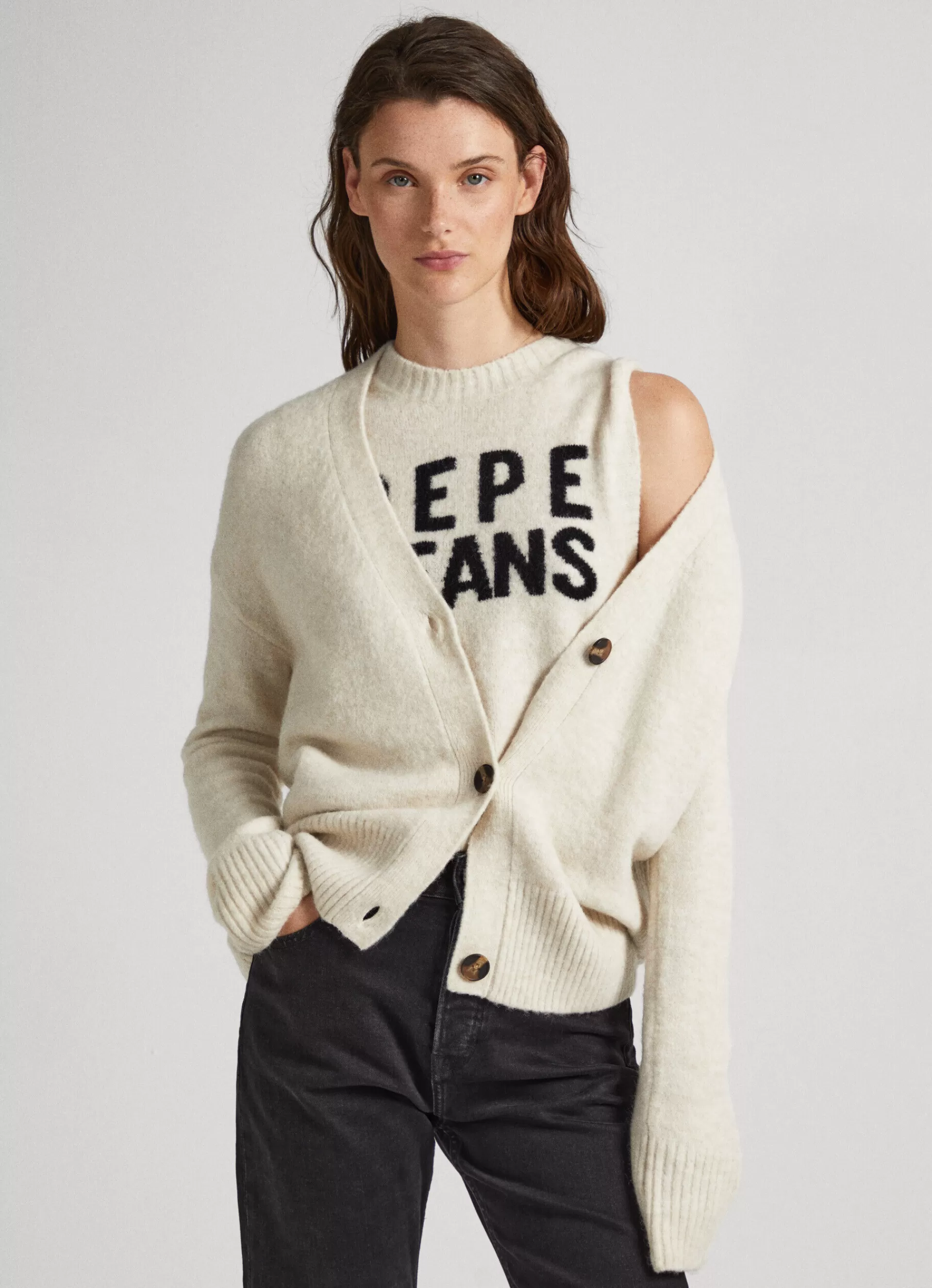 Sweaters & Cardigans | Knitwear*Women Pepe Jeans BUTTON-FRONT CARDIGAN Ivory White