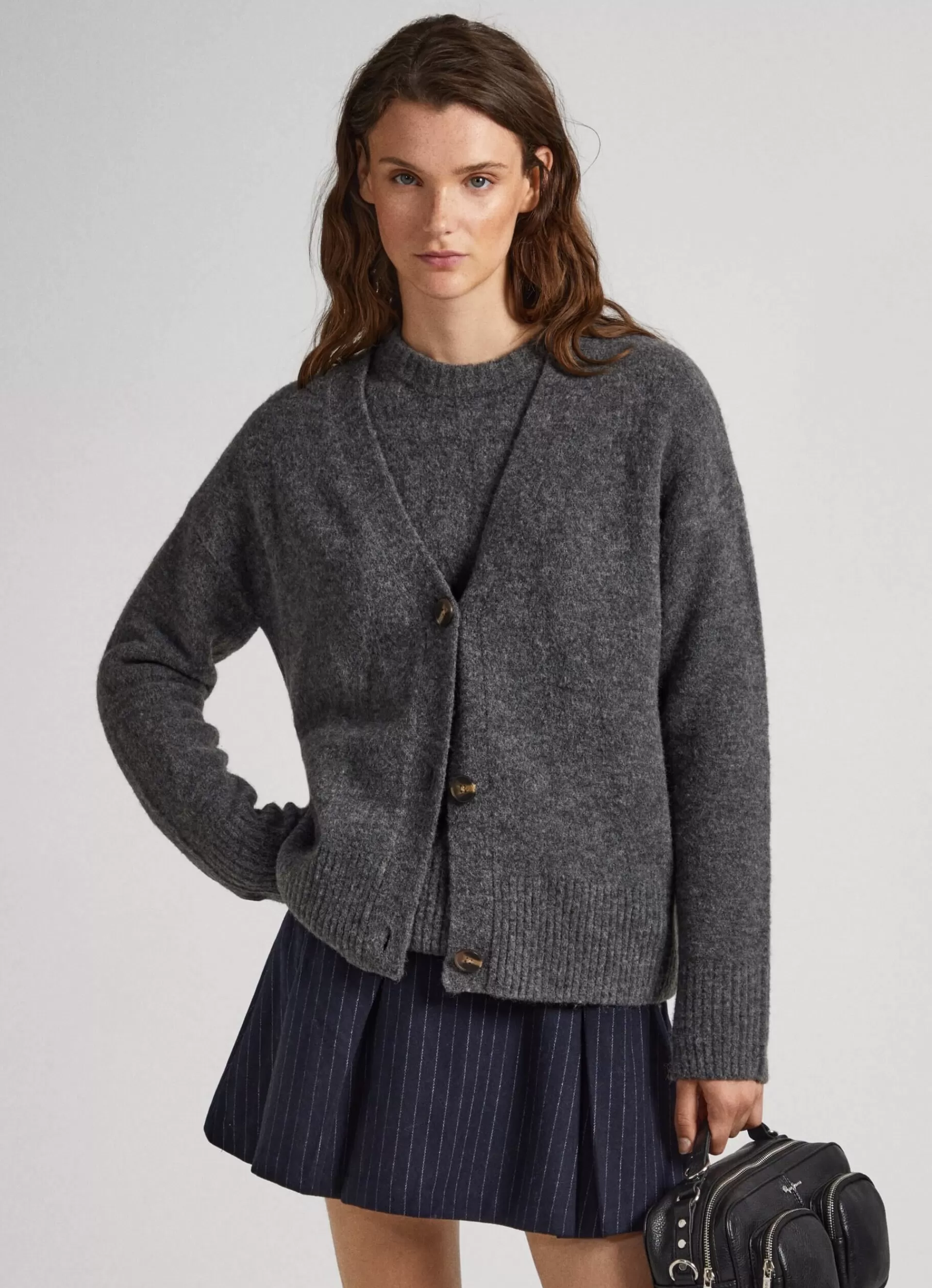 Sweaters & Cardigans | Knitwear*Women Pepe Jeans BUTTON-FRONT CARDIGAN Dark Grey