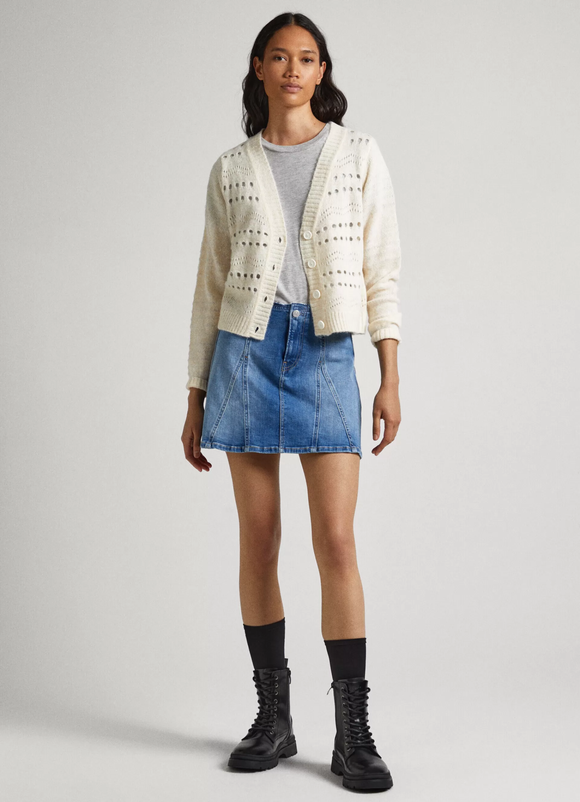 Sweaters & Cardigans | Knitwear*Women Pepe Jeans CARDIGAN WITH OPENWORK DETAILS Ivory White