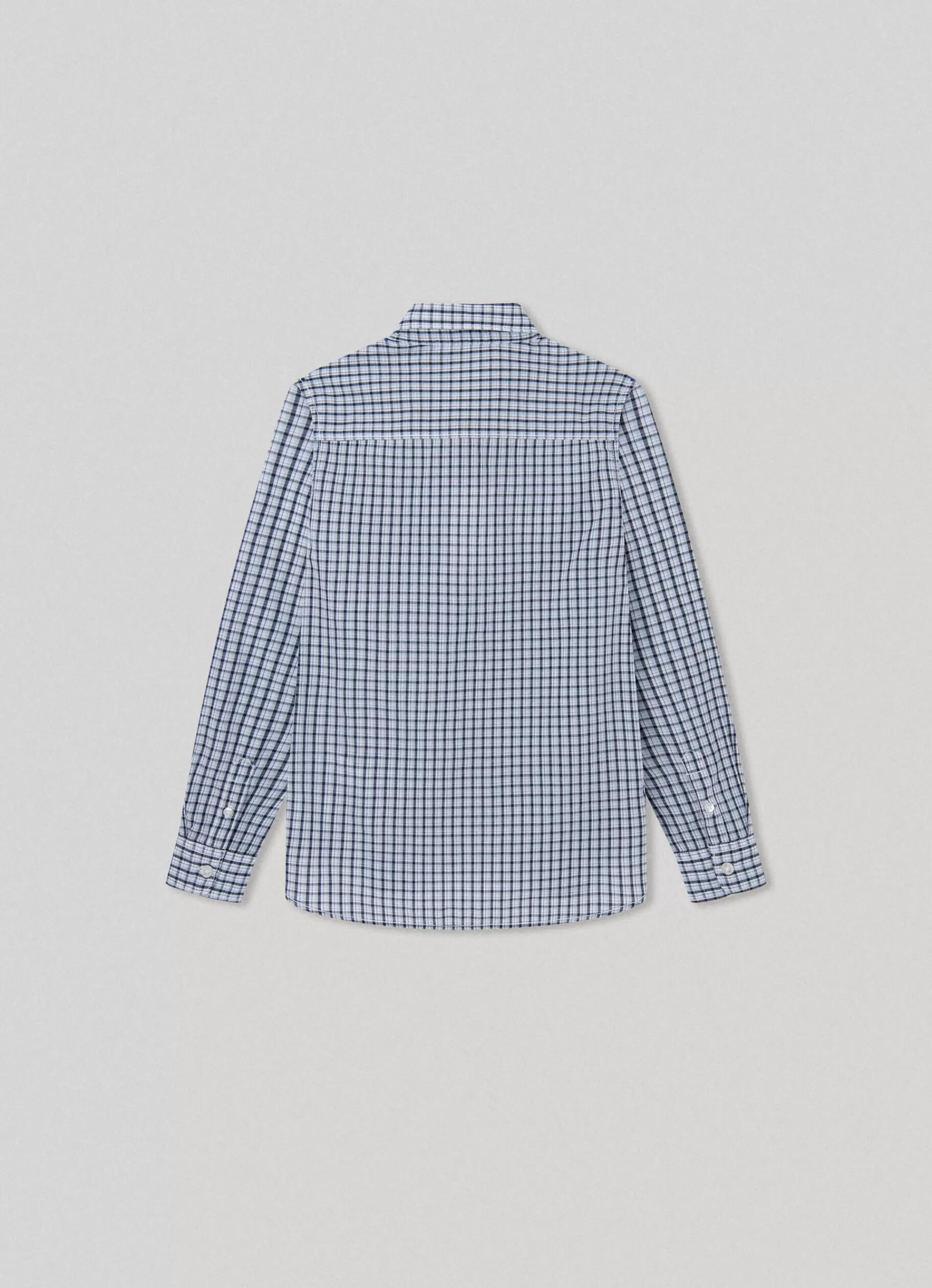 Polos & Shirts*KIDS Pepe Jeans CHECKED POPLIN SHIRT Bleach Blue