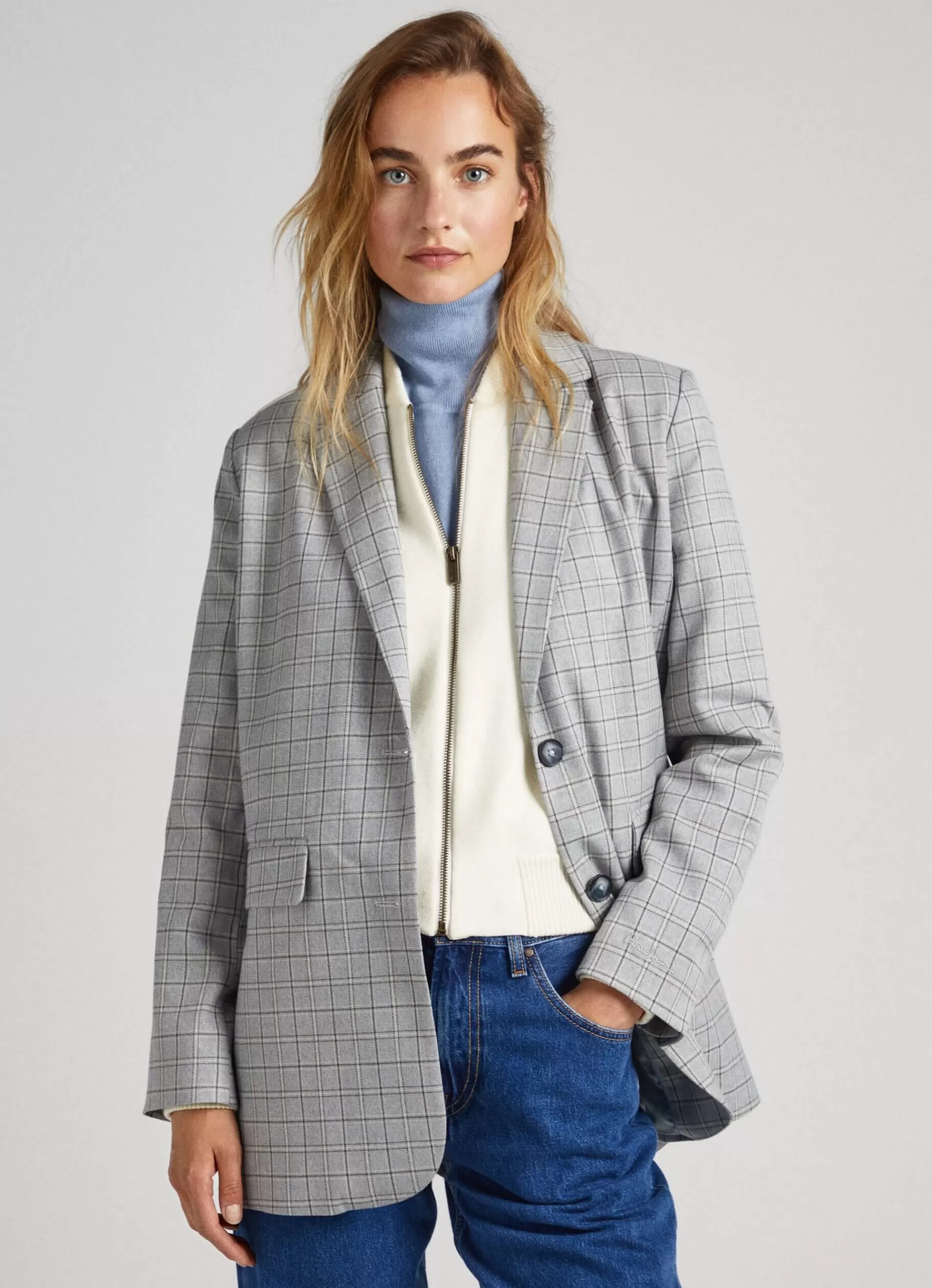 Coats & Jackets*Women Pepe Jeans CHECKED TWILL BLAZER Multi