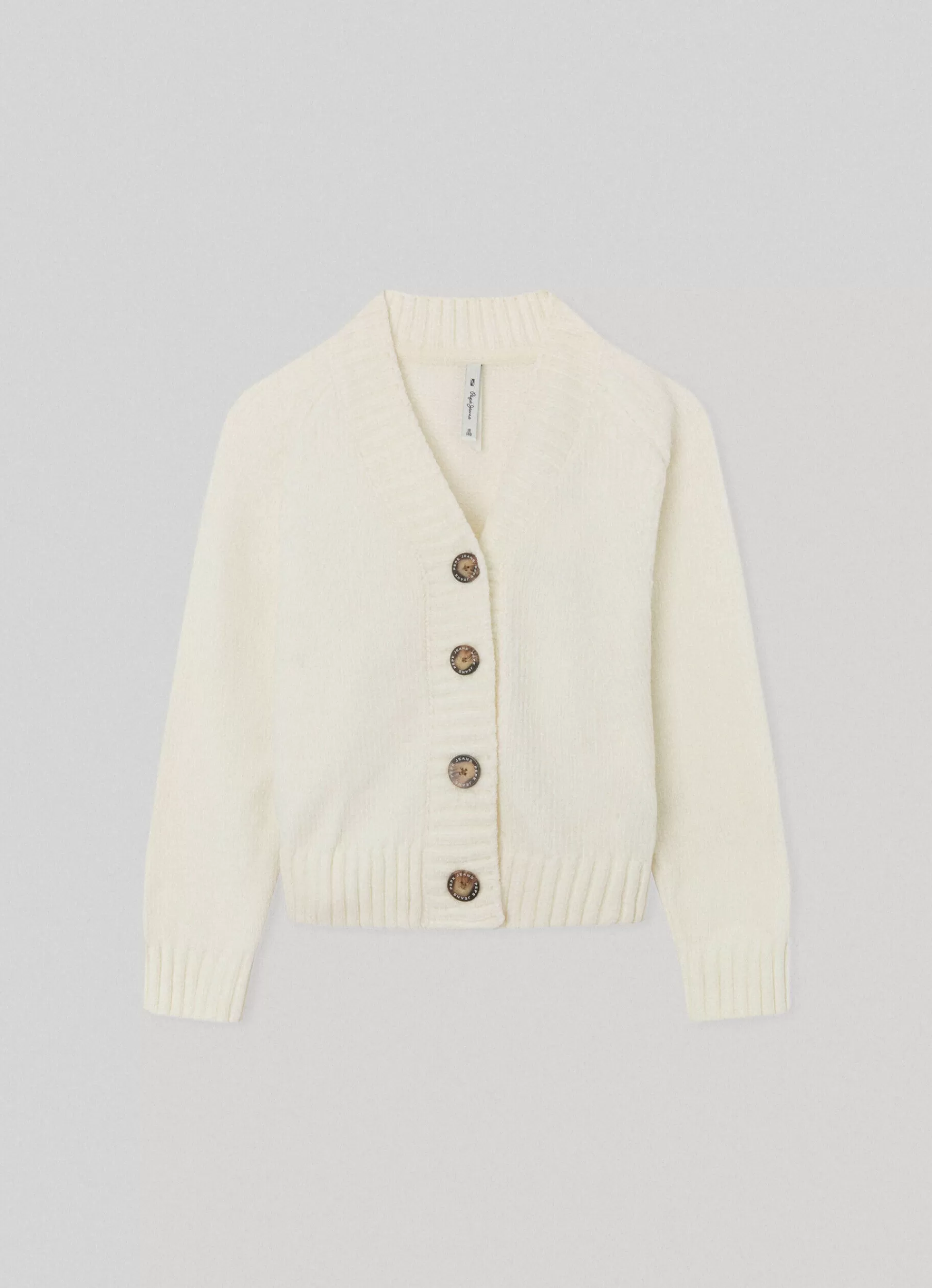 Sweats & Knits*KIDS Pepe Jeans CHENILLE CARDIGAN Mousse White