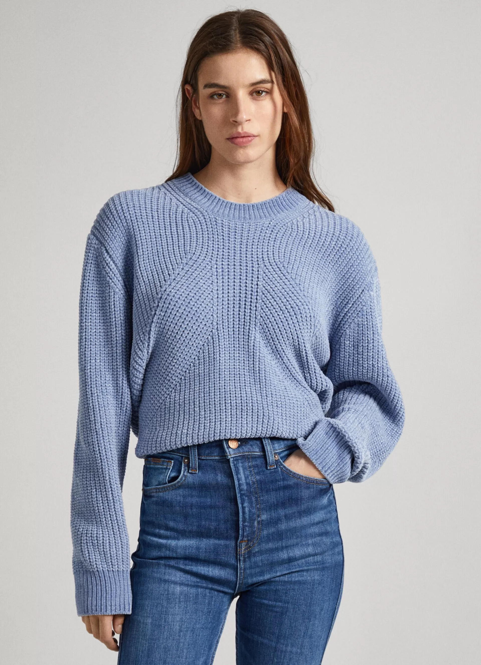 Knitwear*Women Pepe Jeans CHENILLE CREW NECK KNIT Steel Blue