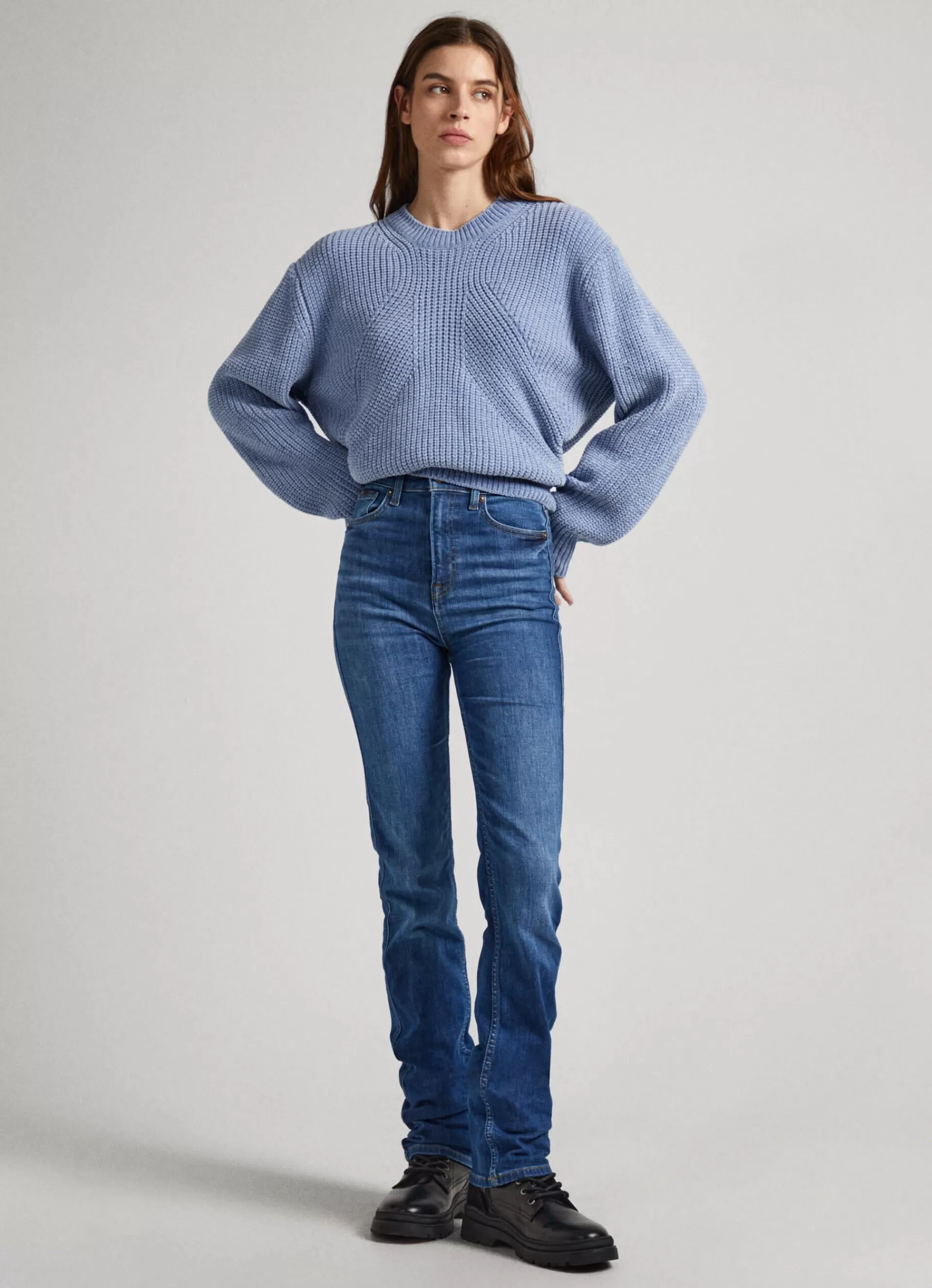 Knitwear*Women Pepe Jeans CHENILLE CREW NECK KNIT Steel Blue