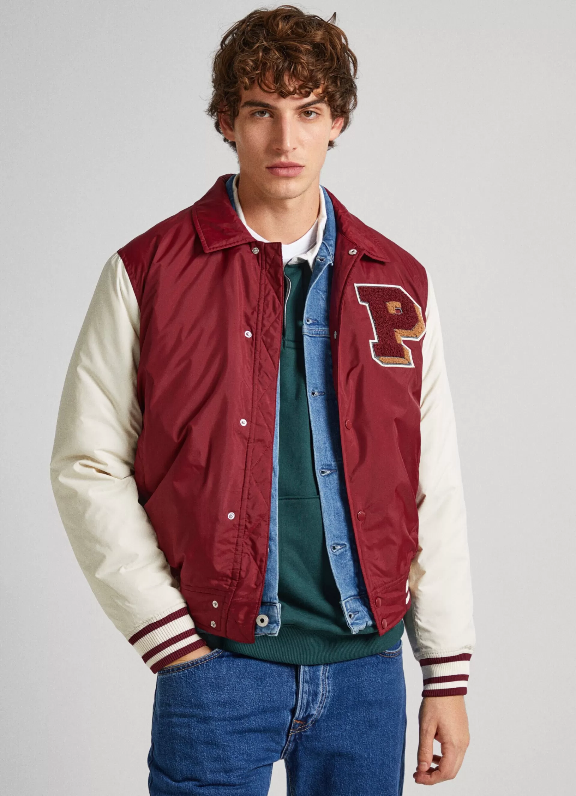 Coats & Jackets*Men Pepe Jeans COLLEGIATE BOMBER JACKET Burgundy Red