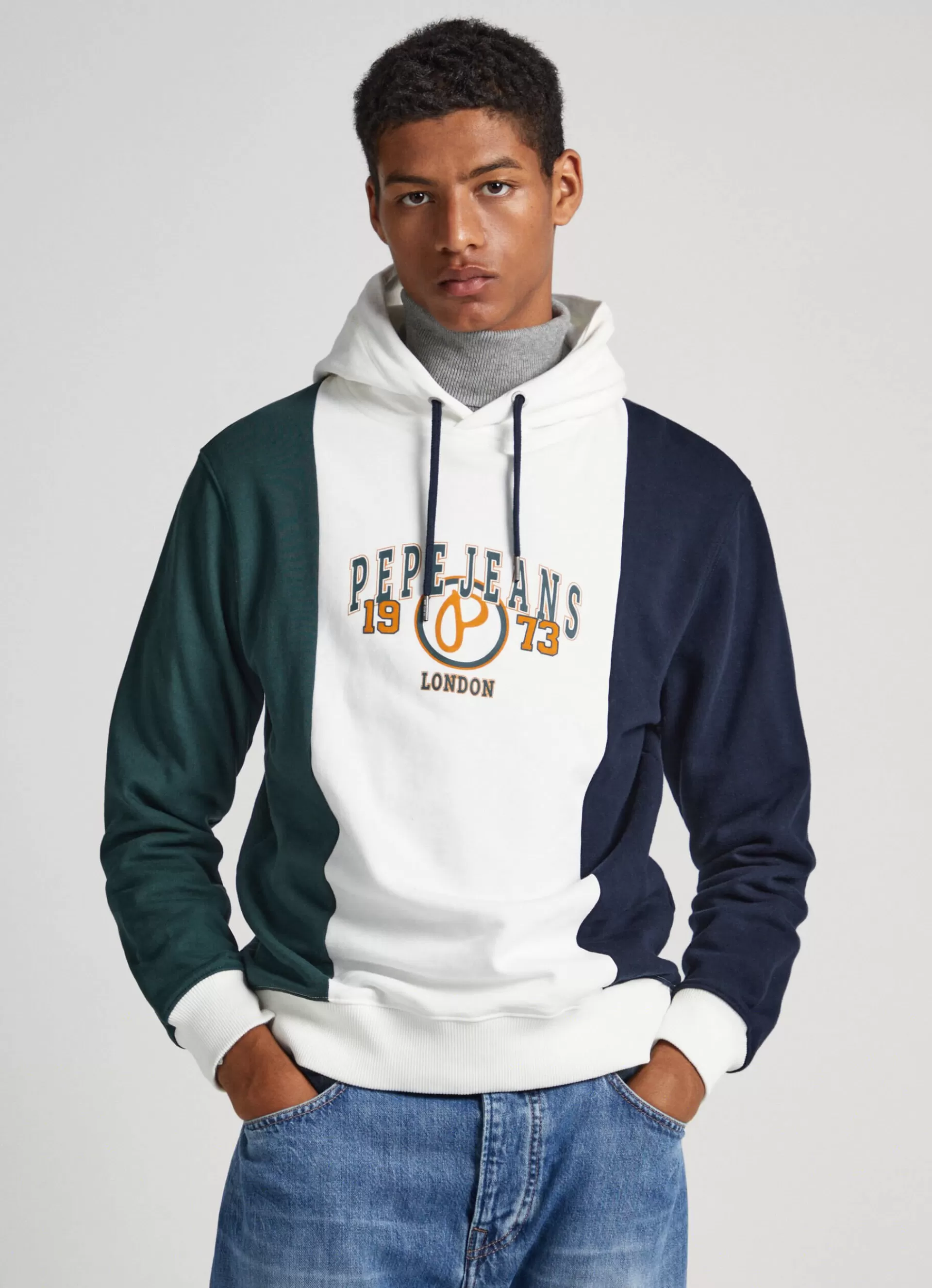 Sweatshirts & Hoodies*Men Pepe Jeans COLOUR BLOCK HOODIE Off White