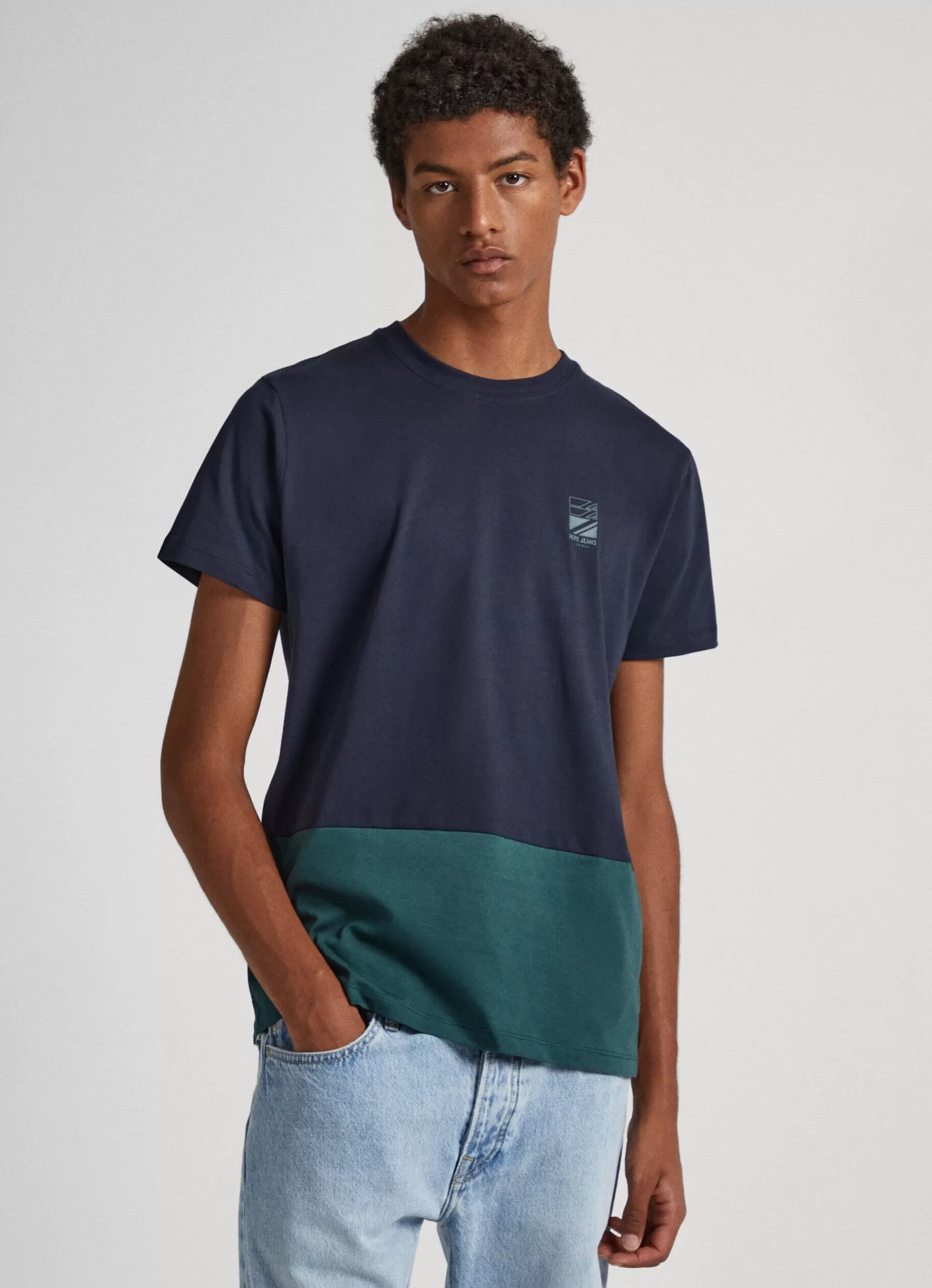 T-shirts*Men Pepe Jeans COLOUR BLOCK T-SHIRT Dulwich Blue