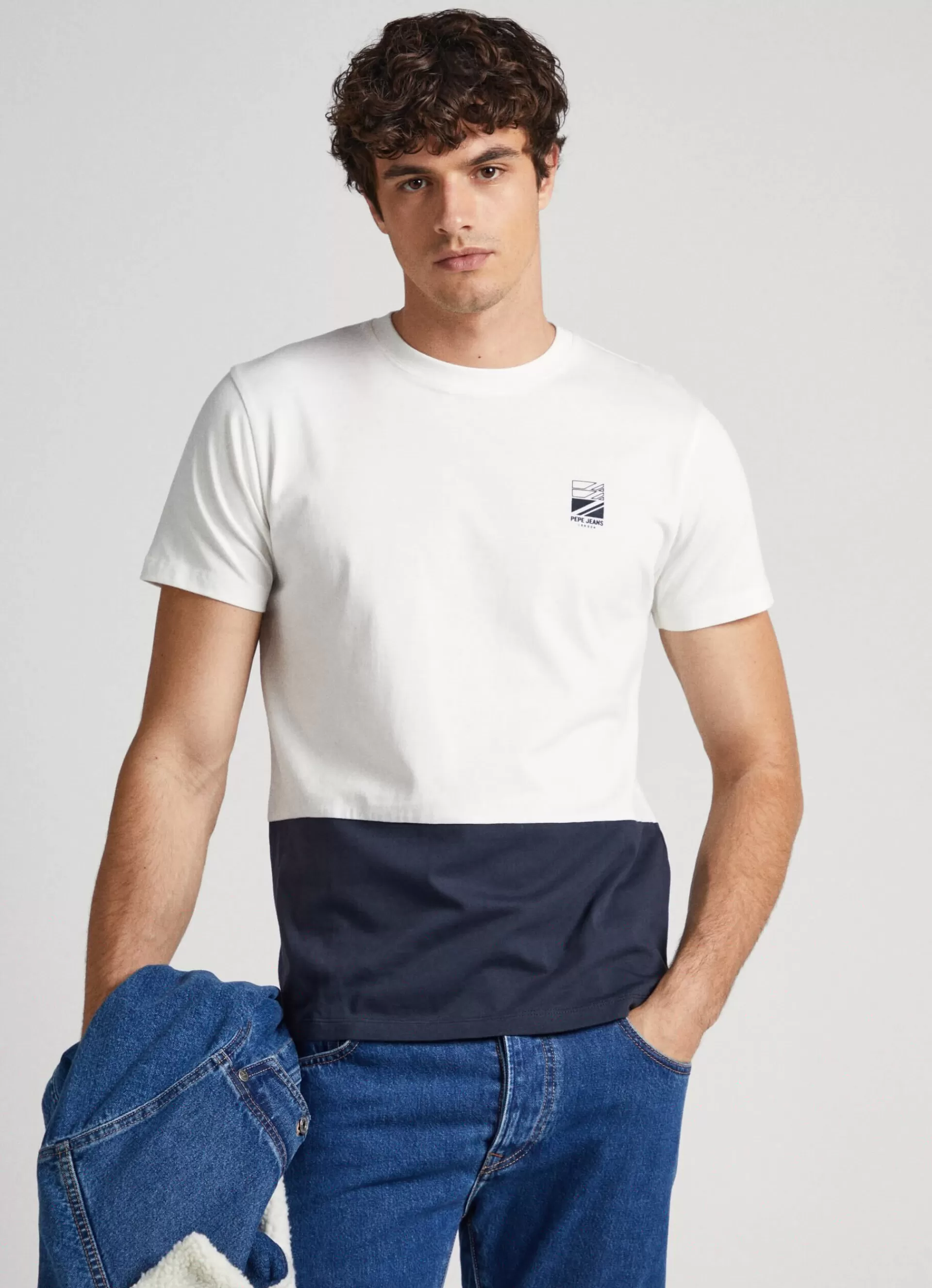 T-shirts*Men Pepe Jeans COLOUR BLOCK T-SHIRT Off White