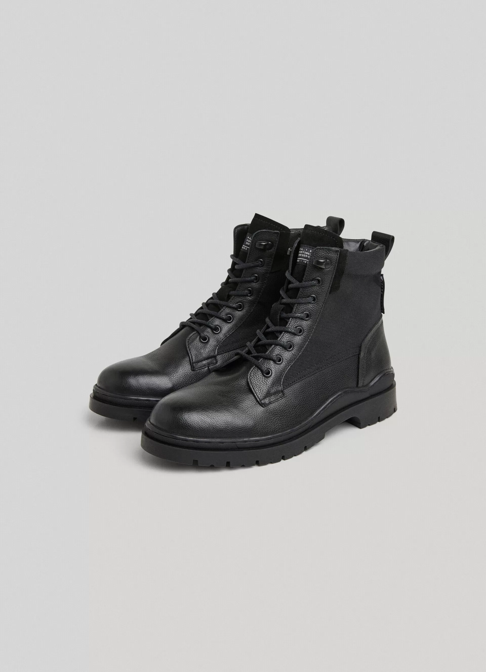 Boots and Shoes*Men Pepe Jeans COMBINED FABRIC UTILITY BOOTS Black