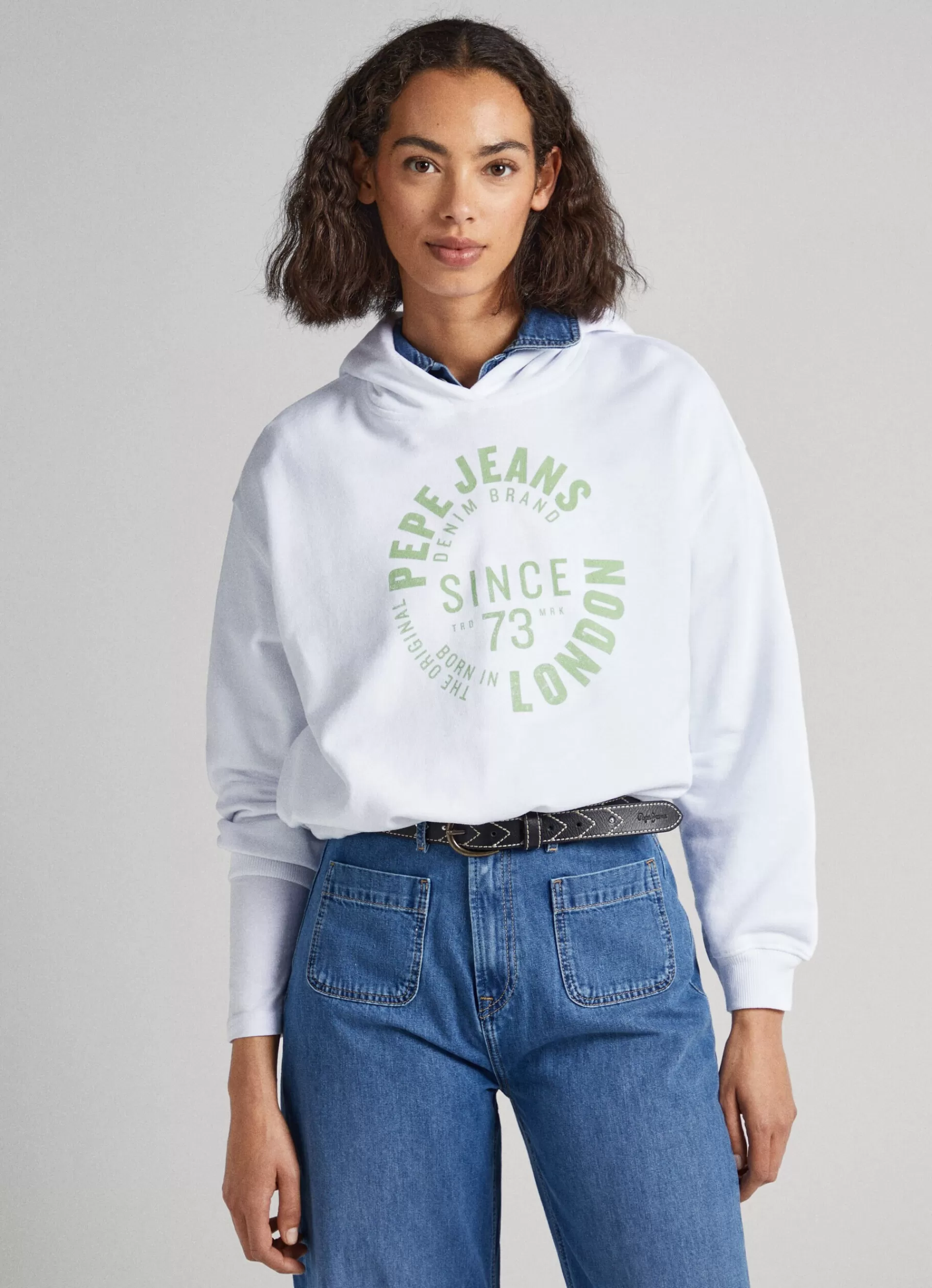 Sweatshirts & Hoodies*Women Pepe Jeans COTTON HOODIE SWEATSHIRT White