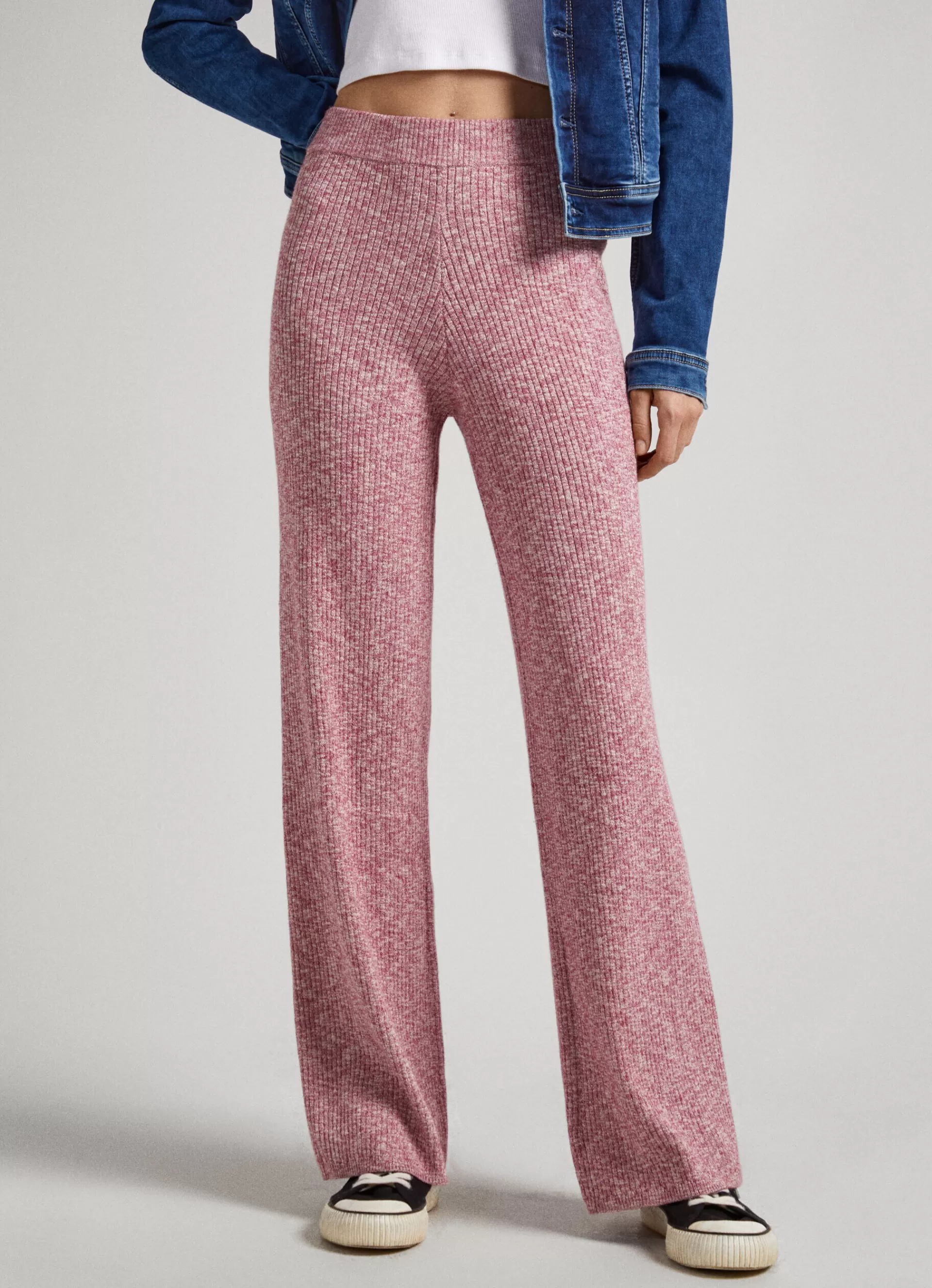 Pants | Knitwear*Women Pepe Jeans COTTON MELANGE TROUSERS Crushed Berry Red