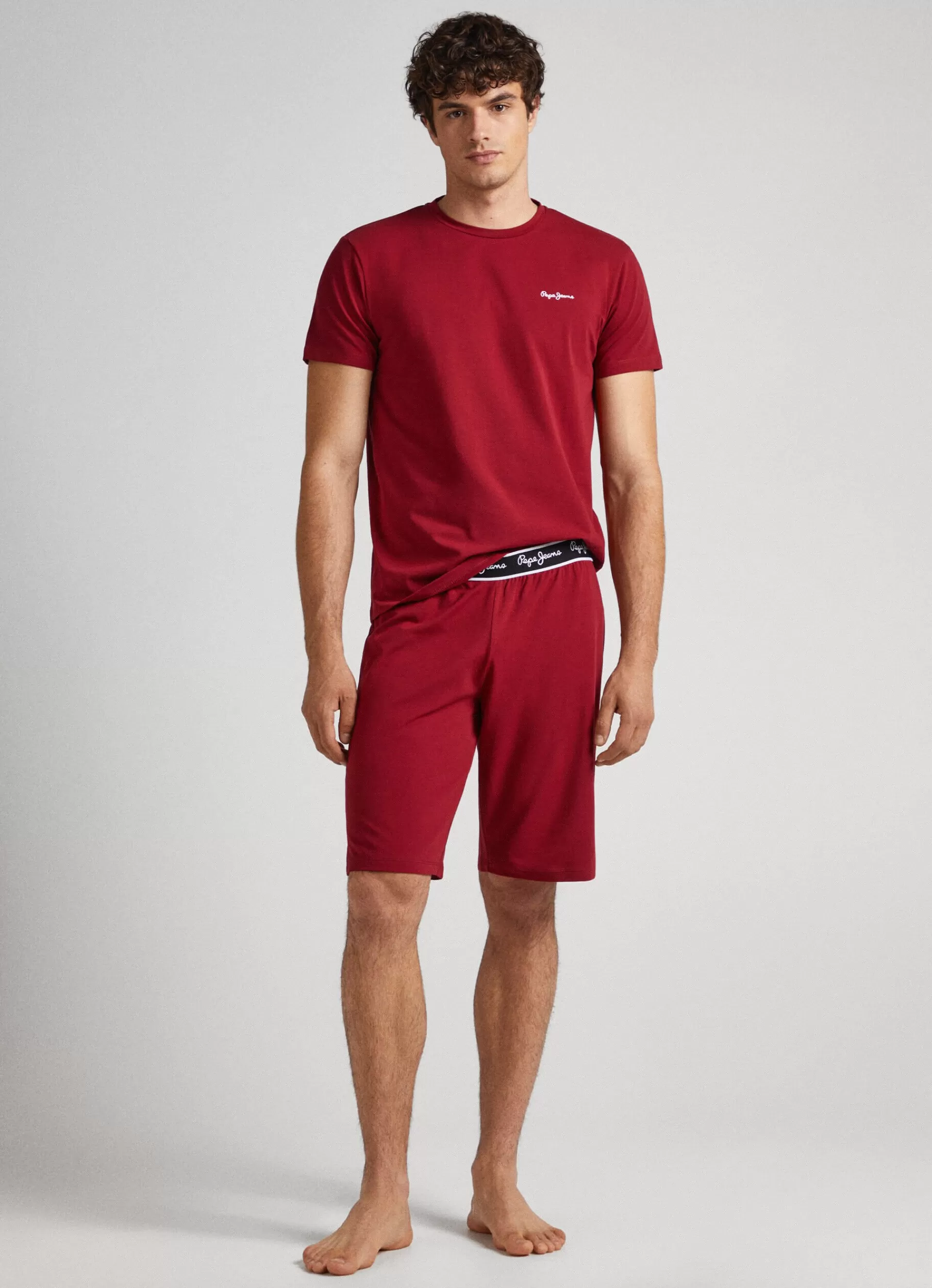 Underwear*Men Pepe Jeans COTTON PYJAMA SHORTS Bordeaux Red