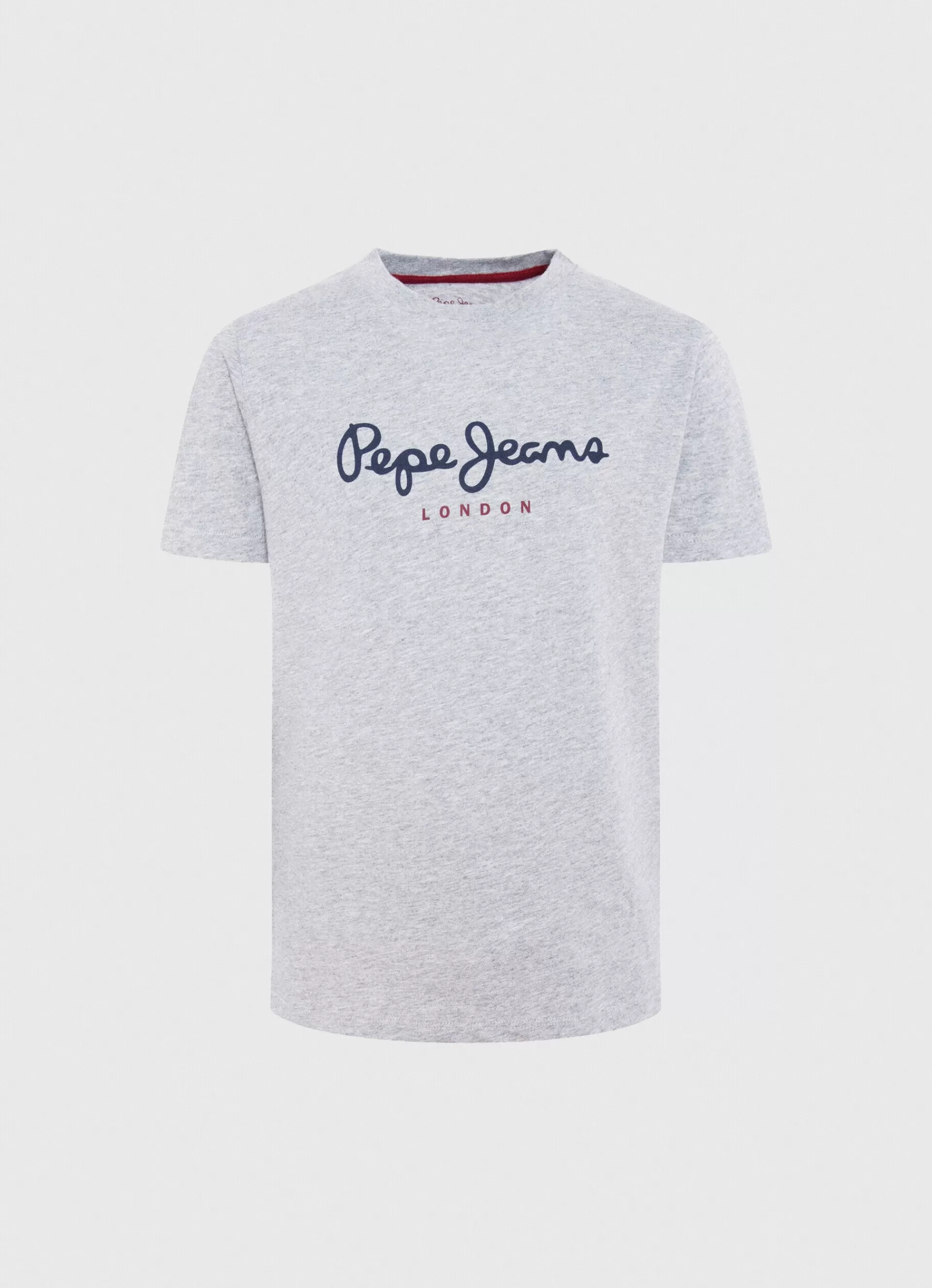 T-shirts*KIDS Pepe Jeans COTTON T-SHIRT WITH PRINTED LOGO Marl Grey