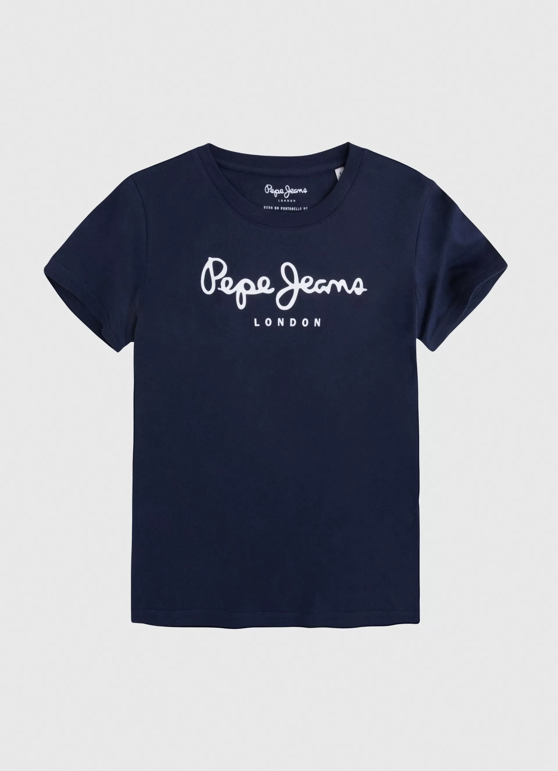 T-shirts*KIDS Pepe Jeans COTTON T-SHIRT WITH PRINTED LOGO Navy