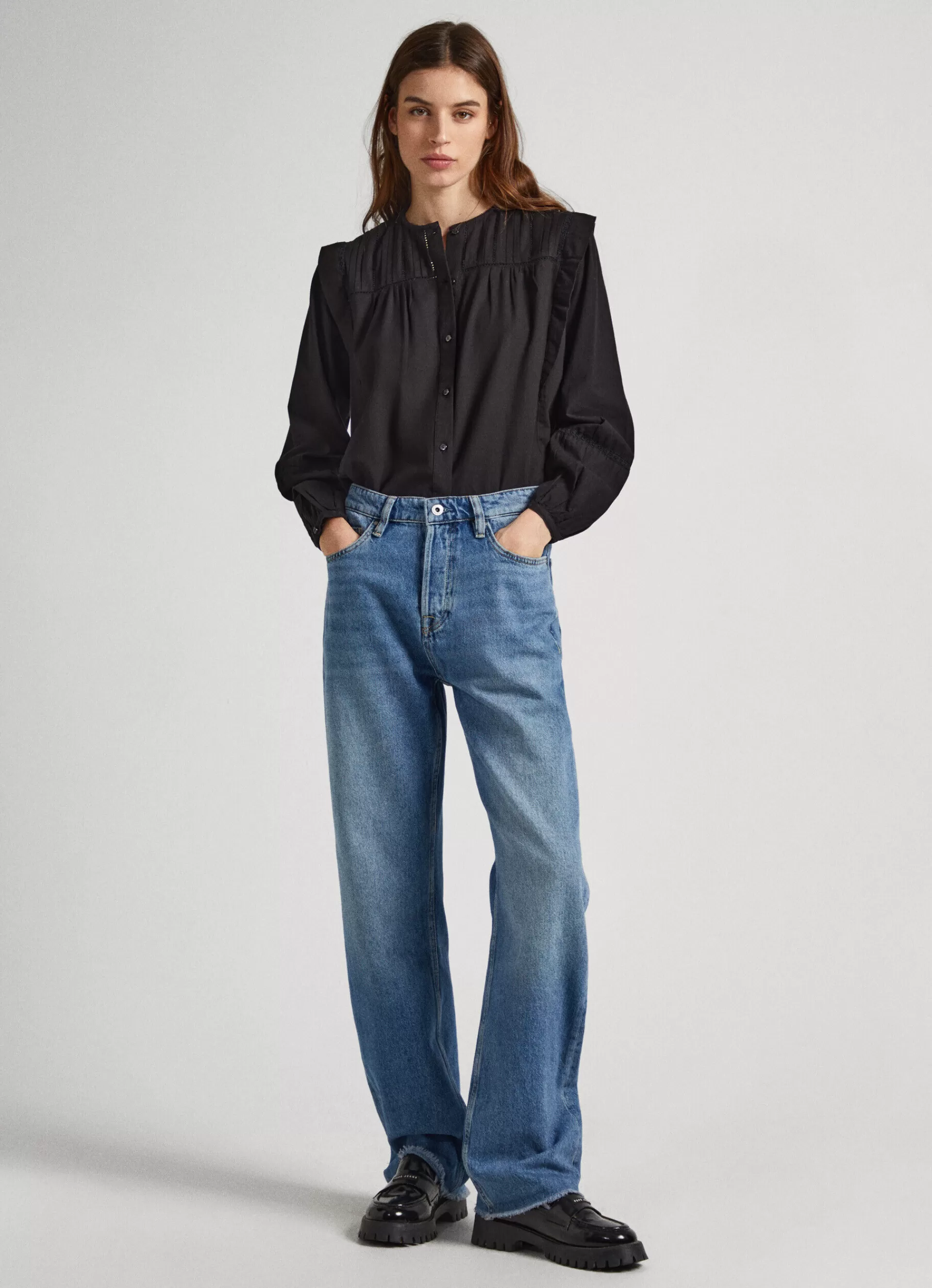 Shirts & Blouses*Women Pepe Jeans COTTON TWILL BLOUSE Black