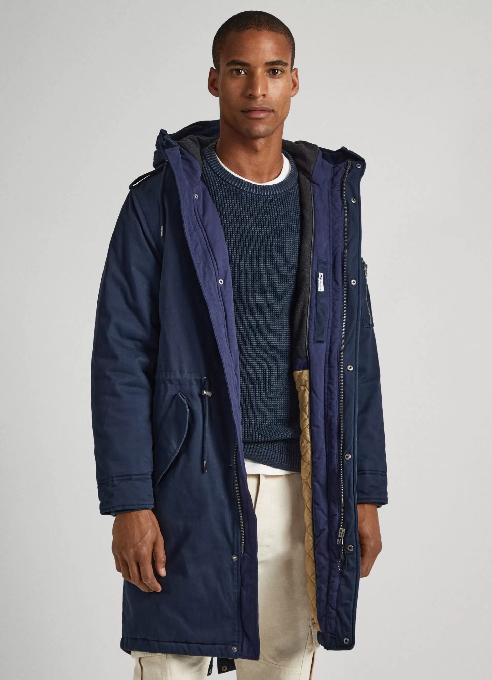 Coats & Jackets*Men Pepe Jeans COTTON TWILL PARKA Dulwich Blue