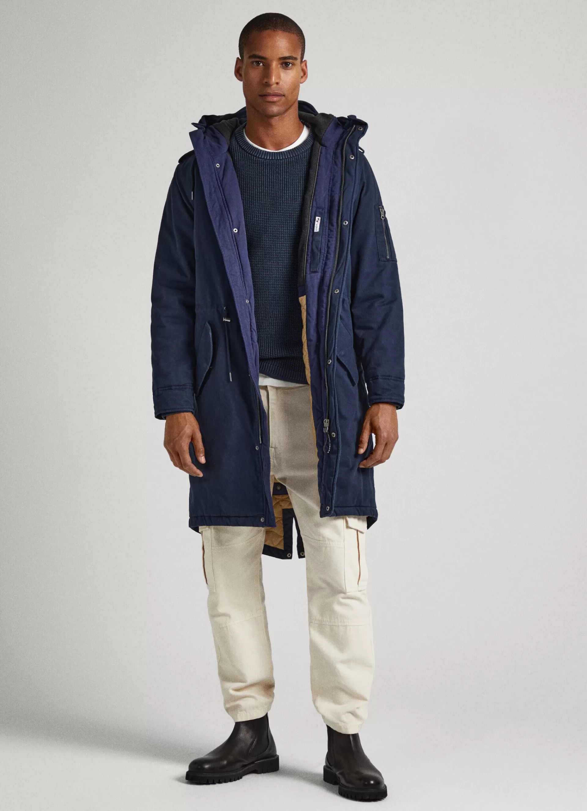 Coats & Jackets*Men Pepe Jeans COTTON TWILL PARKA Dulwich Blue