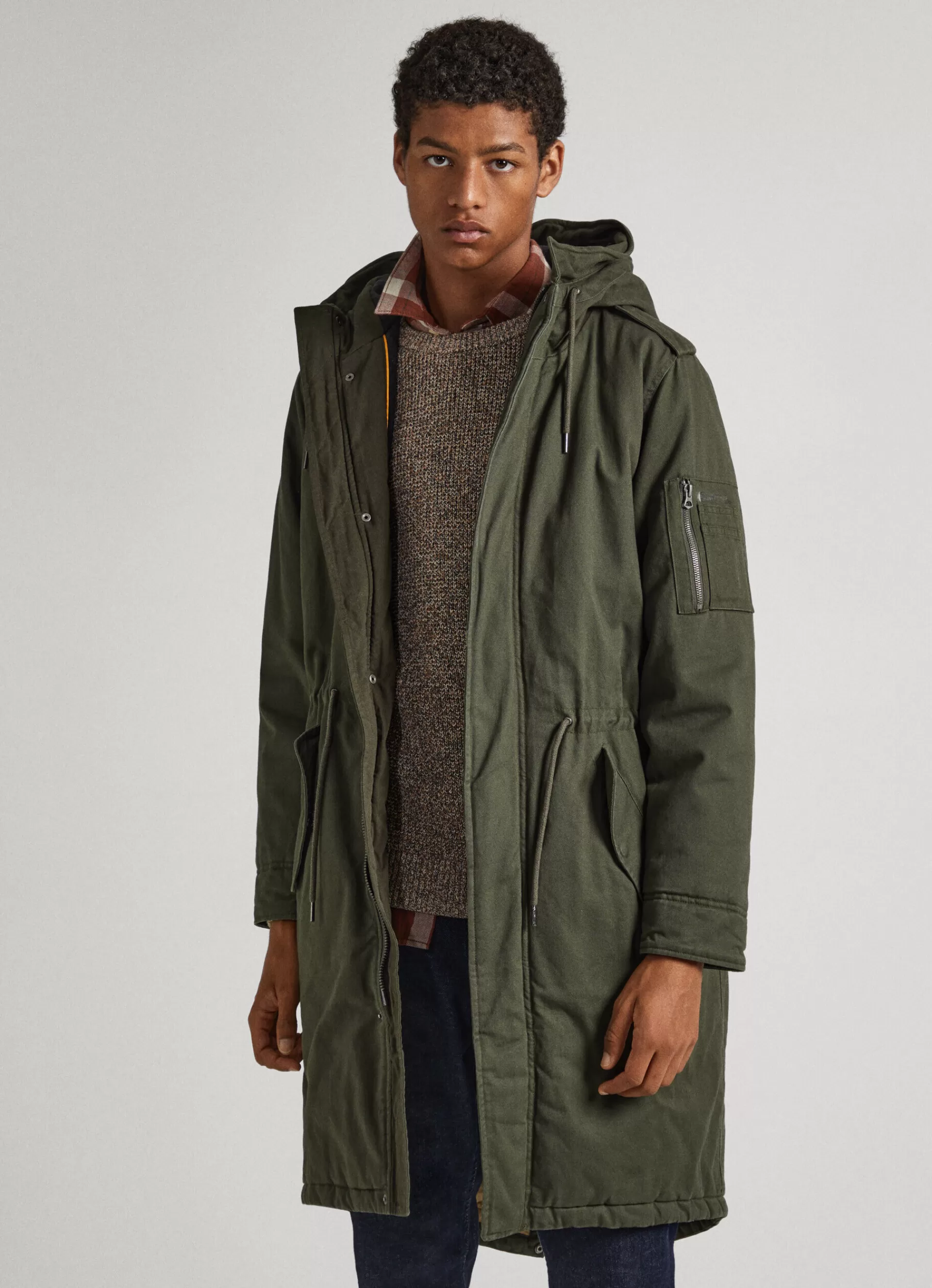 Coats & Jackets*Men Pepe Jeans COTTON TWILL PARKA Olive Green