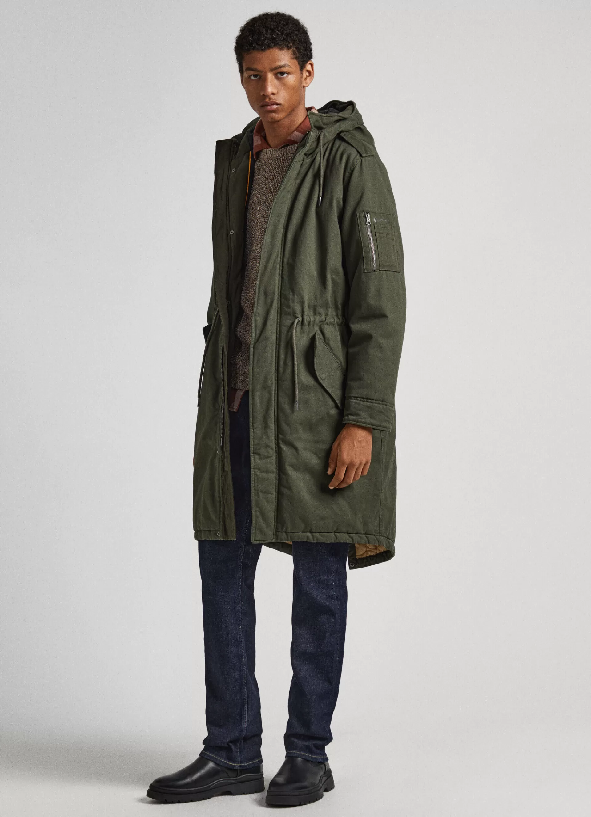 Coats & Jackets*Men Pepe Jeans COTTON TWILL PARKA Olive Green