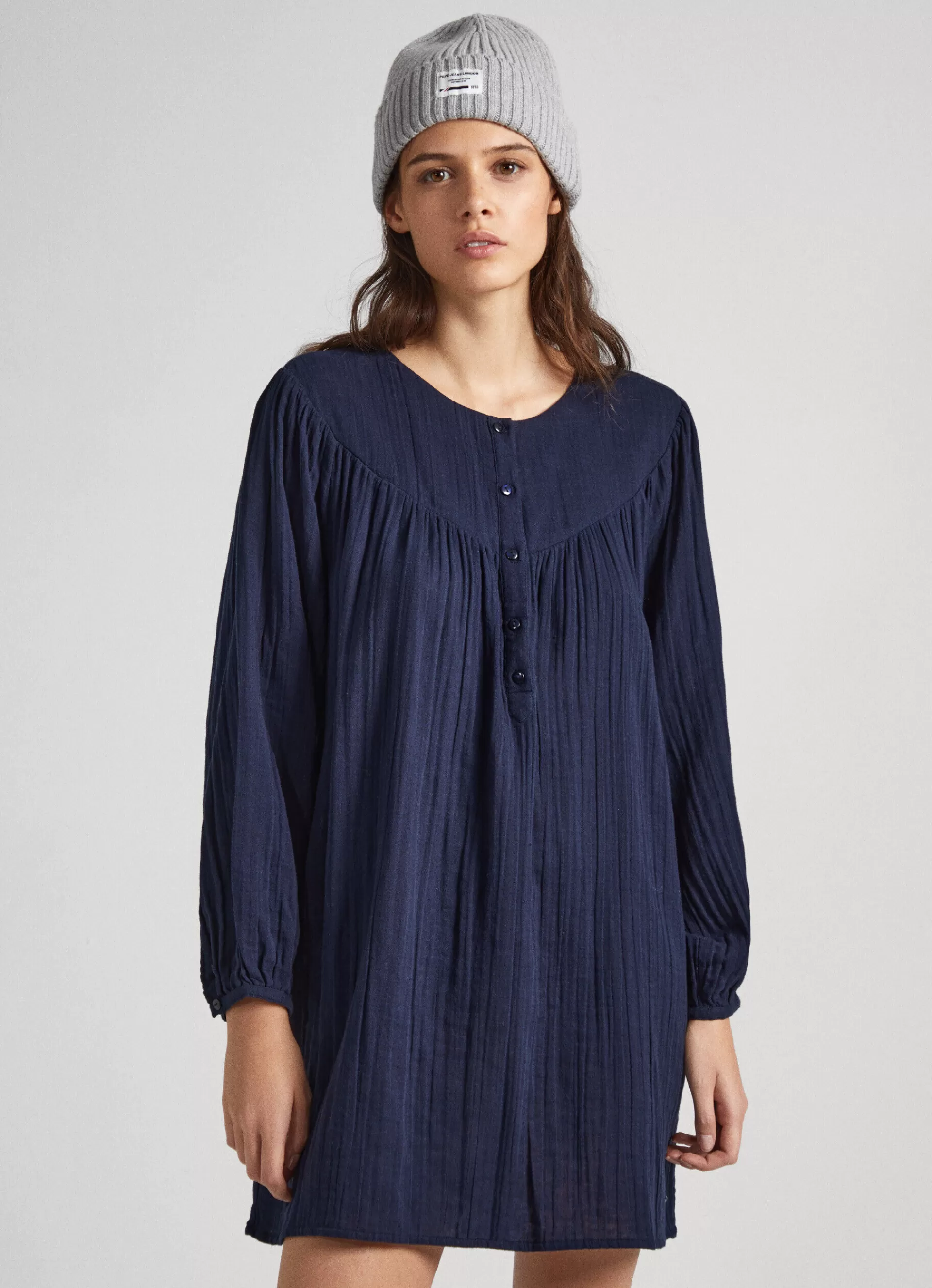 Dresses & Jumpsuits*Women Pepe Jeans COTTON WAFFLE DRESS Dulwich Blue