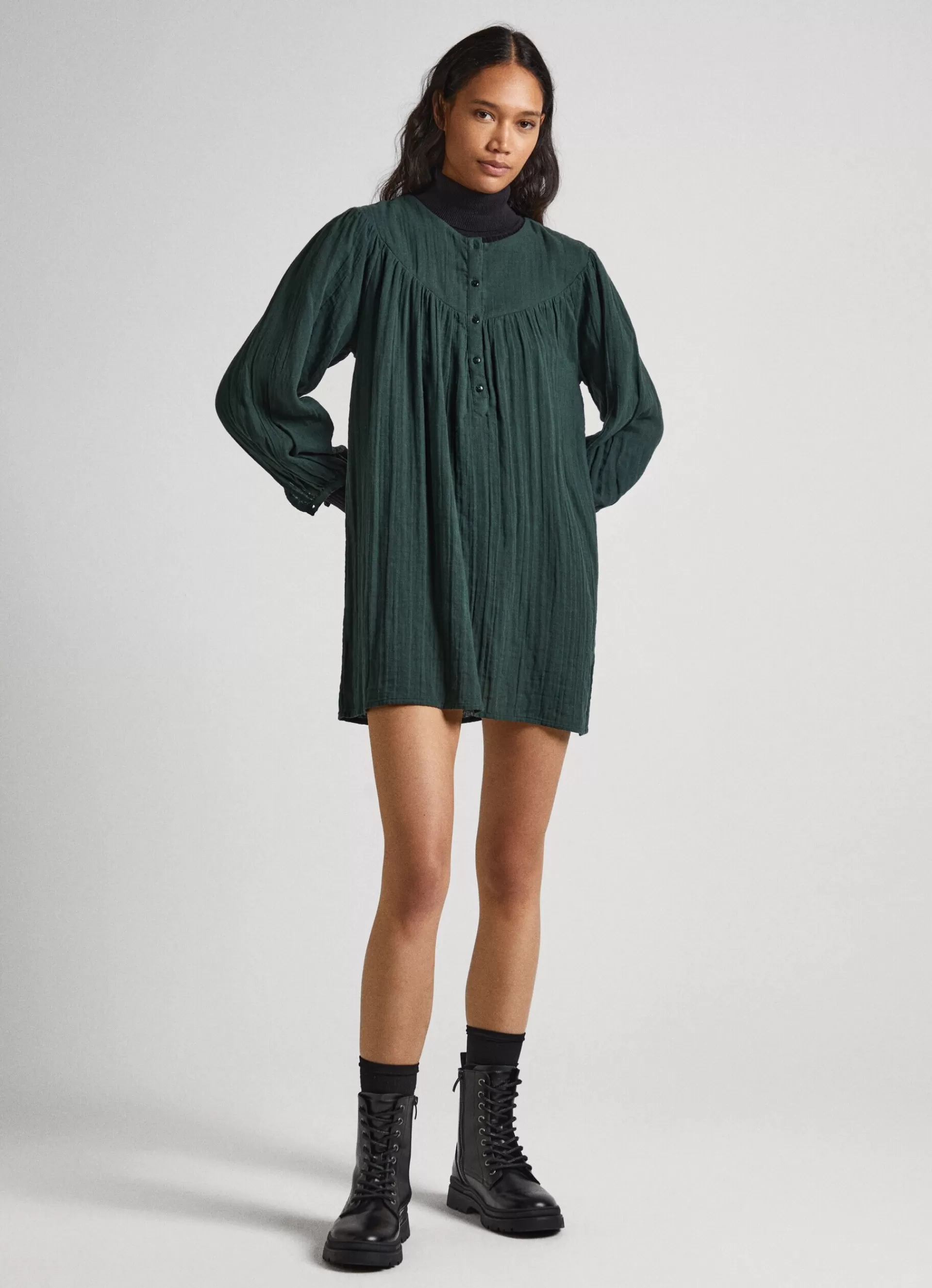 Dresses & Jumpsuits*Women Pepe Jeans COTTON WAFFLE DRESS Regent Green