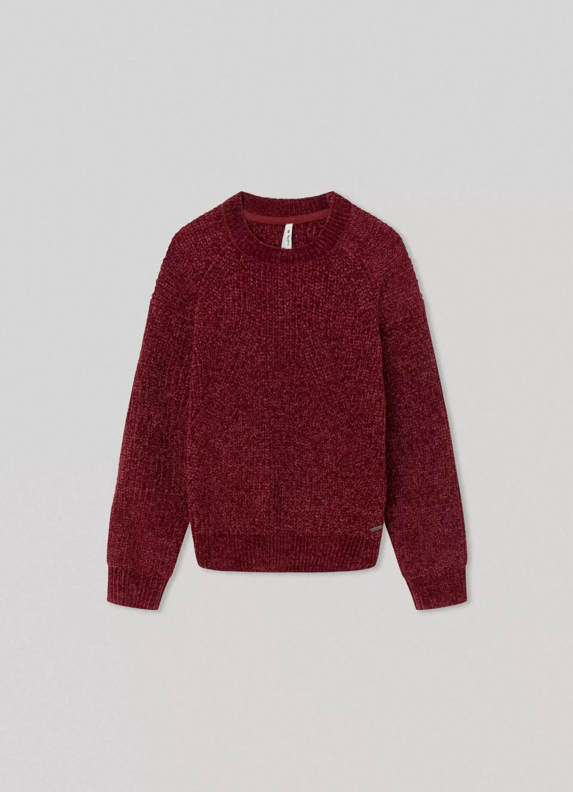 Sweats & Knits*KIDS Pepe Jeans CREW NECK CHENILLE KNIT Burgundy Red