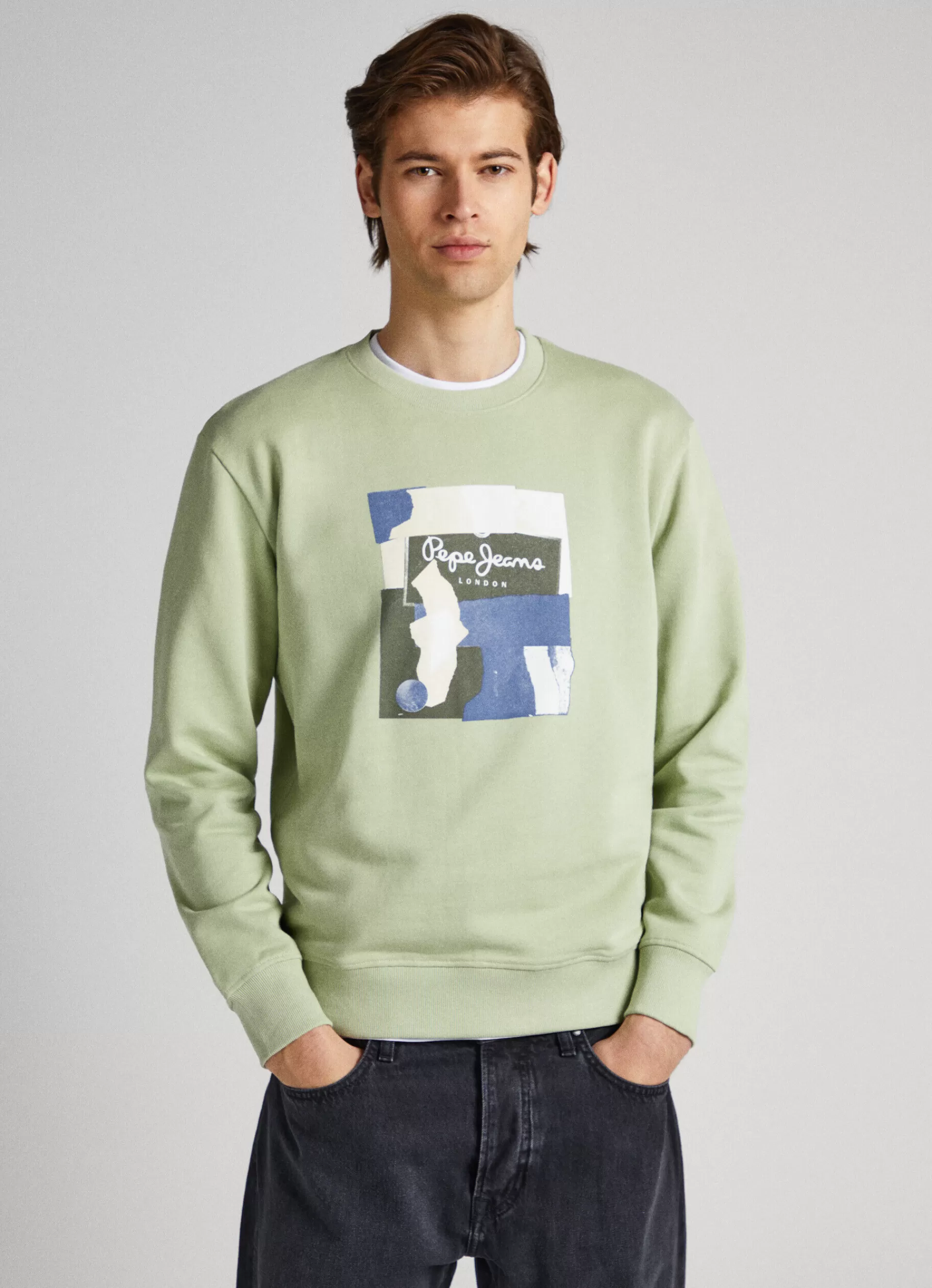 Sweatshirts & Hoodies*Men Pepe Jeans CREW NECK COTTON SWEATSHIRT Coriander Green