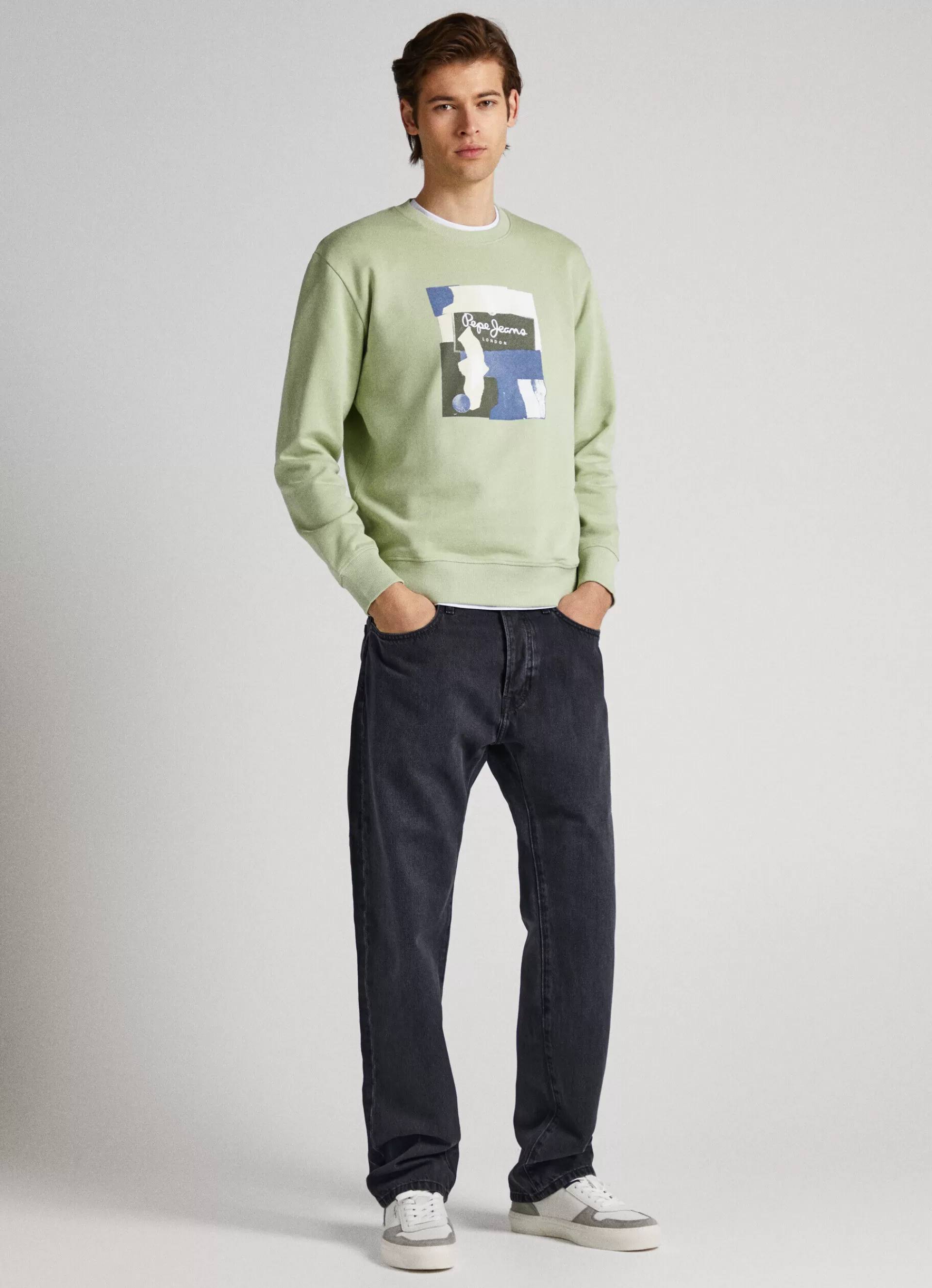 Sweatshirts & Hoodies*Men Pepe Jeans CREW NECK COTTON SWEATSHIRT Coriander Green