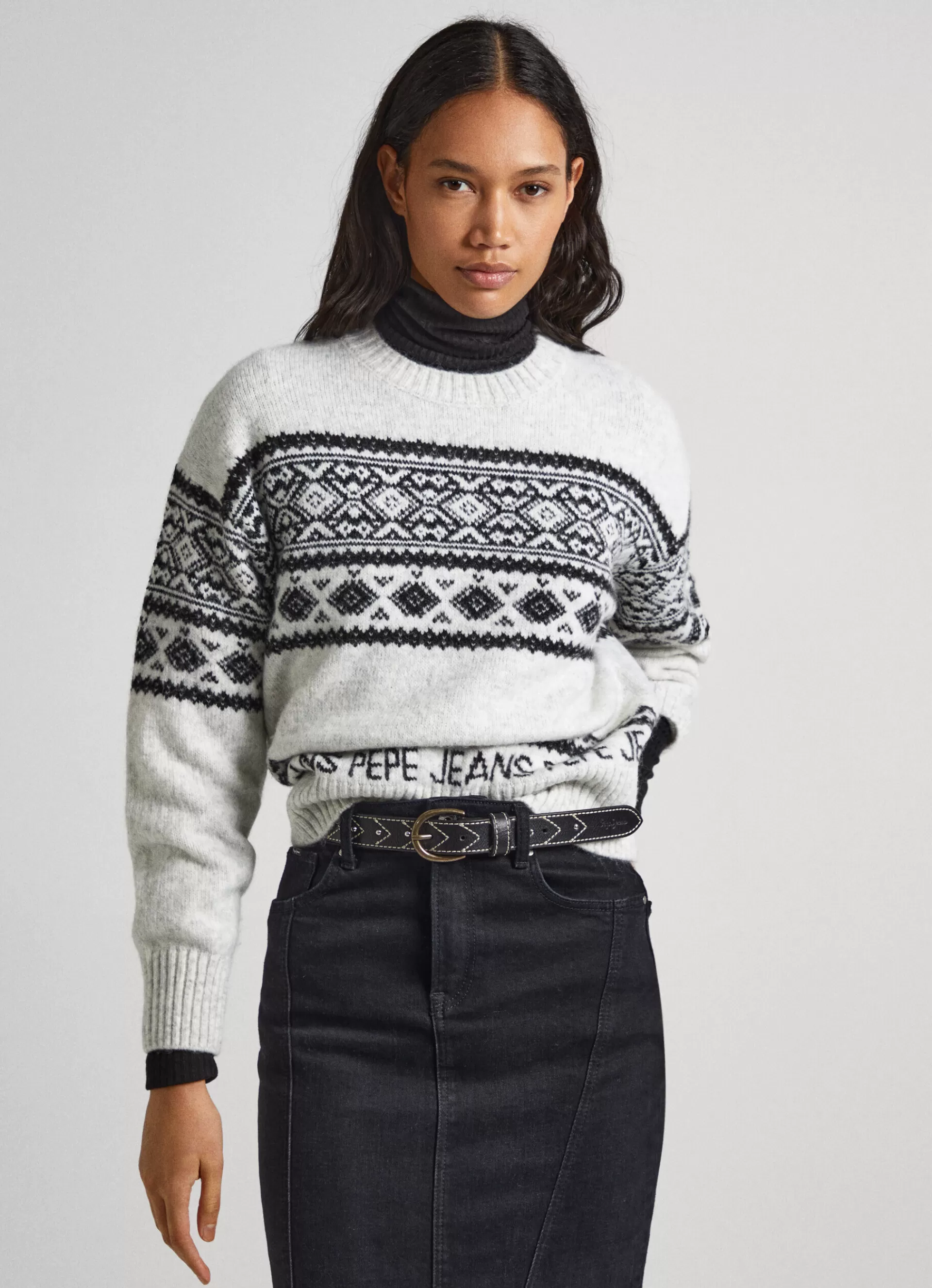 Sweaters & Cardigans | Knitwear*Women Pepe Jeans CREW NECK JACQUARD KNIT Ivory White