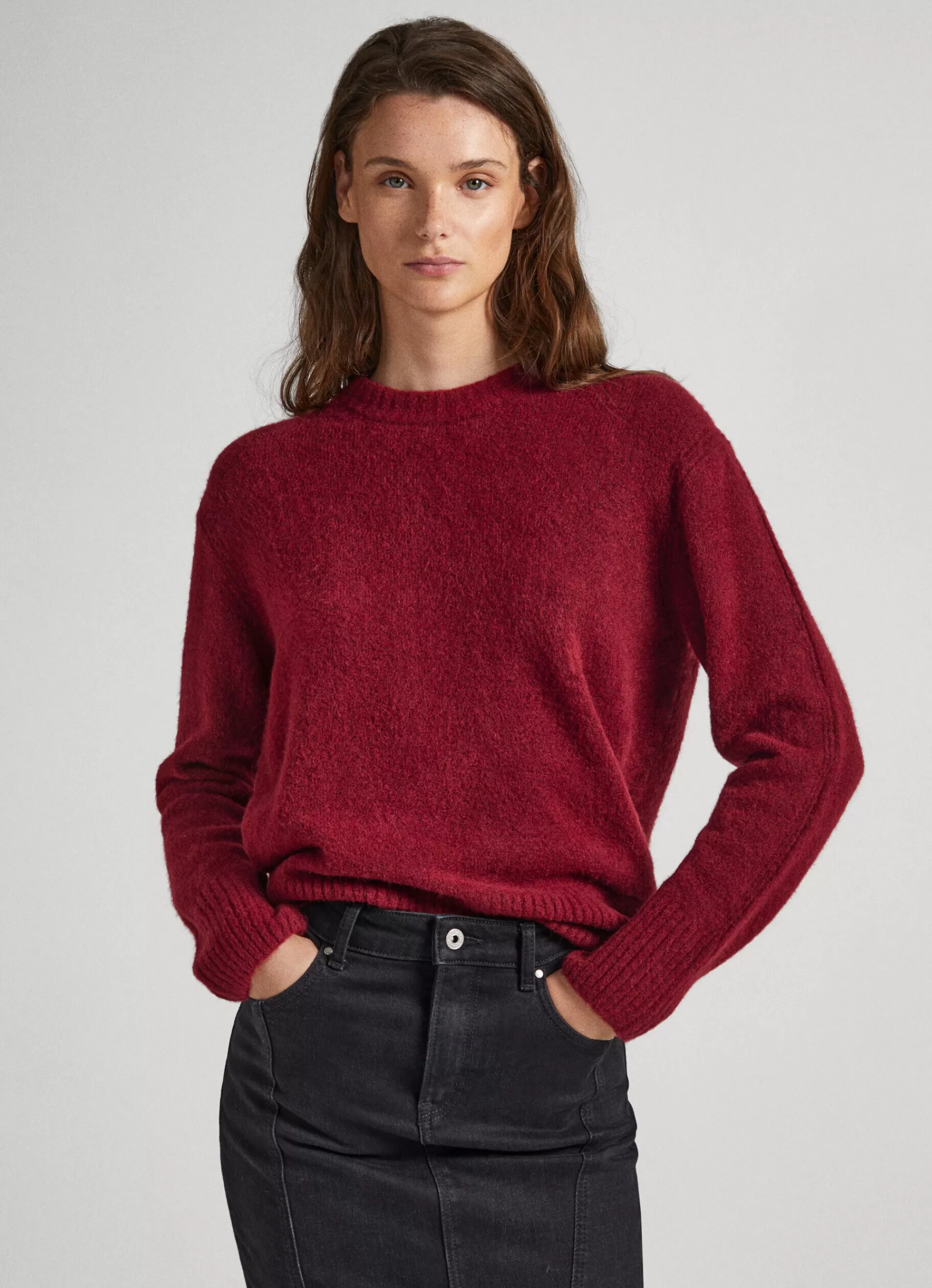 Sweaters & Cardigans | Knitwear*Women Pepe Jeans CREW NECK KNIT Burgundy Red