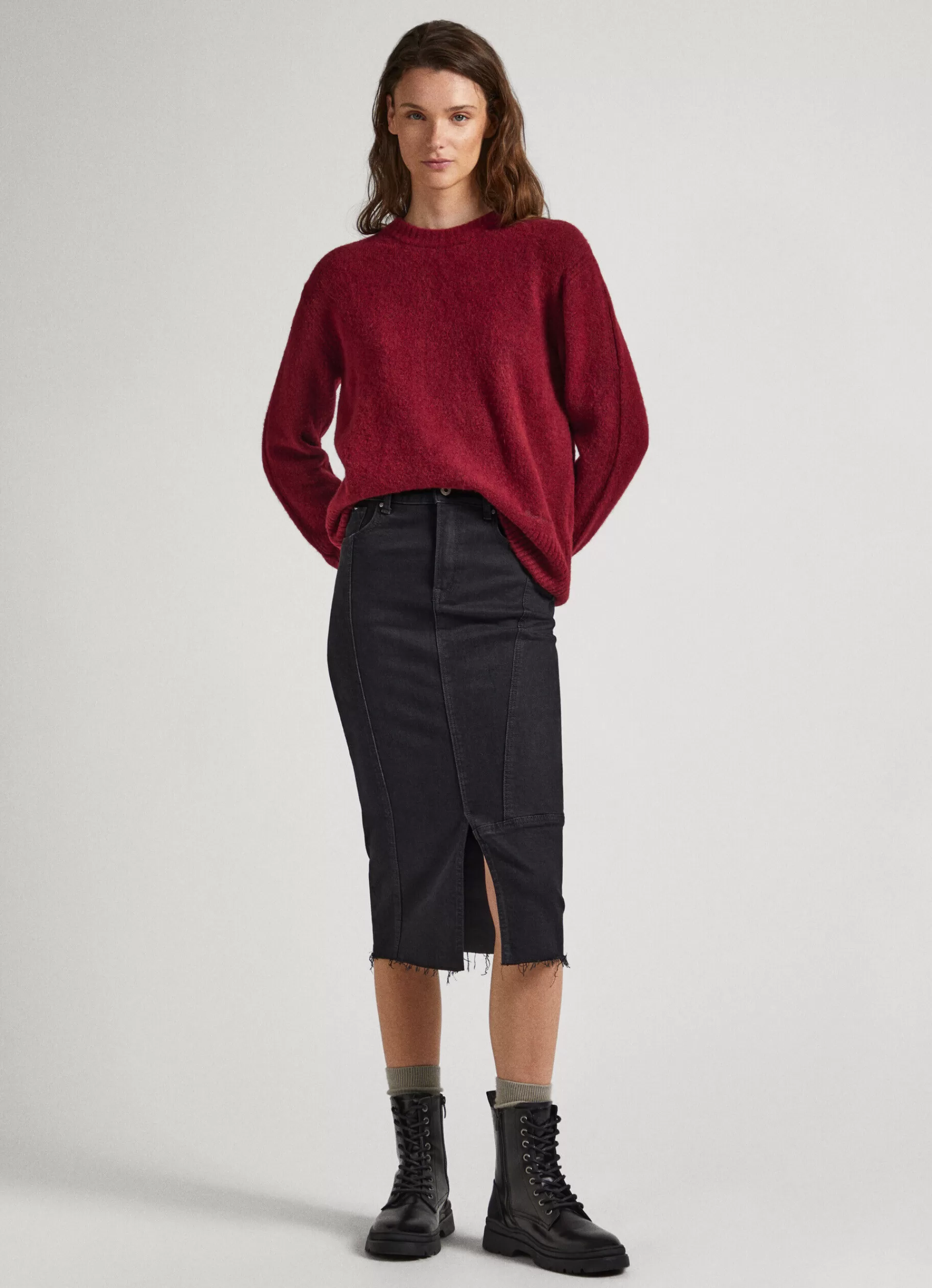 Sweaters & Cardigans | Knitwear*Women Pepe Jeans CREW NECK KNIT Burgundy Red