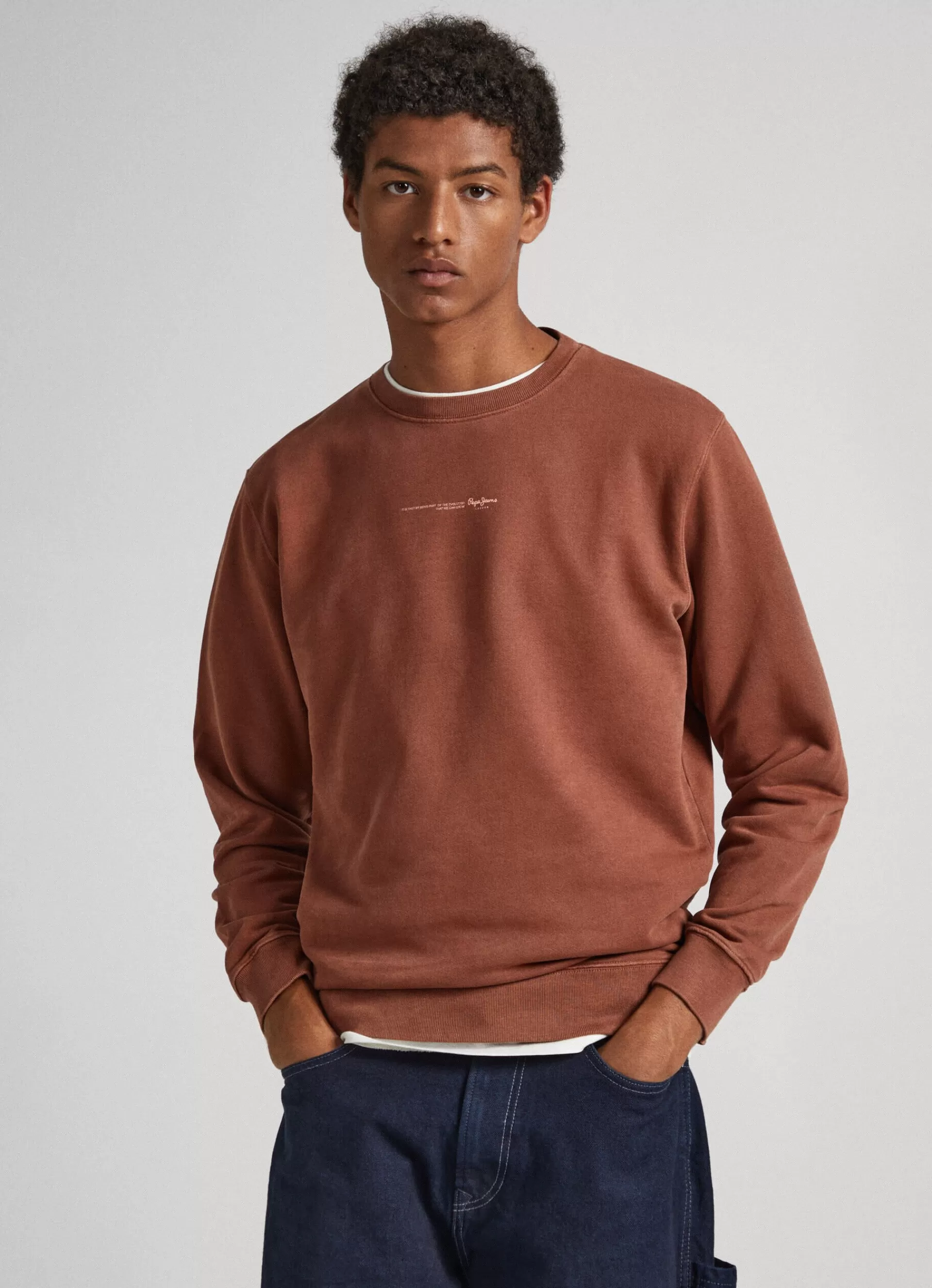 Sweatshirts & Hoodies*Men Pepe Jeans DAVID CREW BASIC LOGO SWEATSHIRT Sculpture Orange