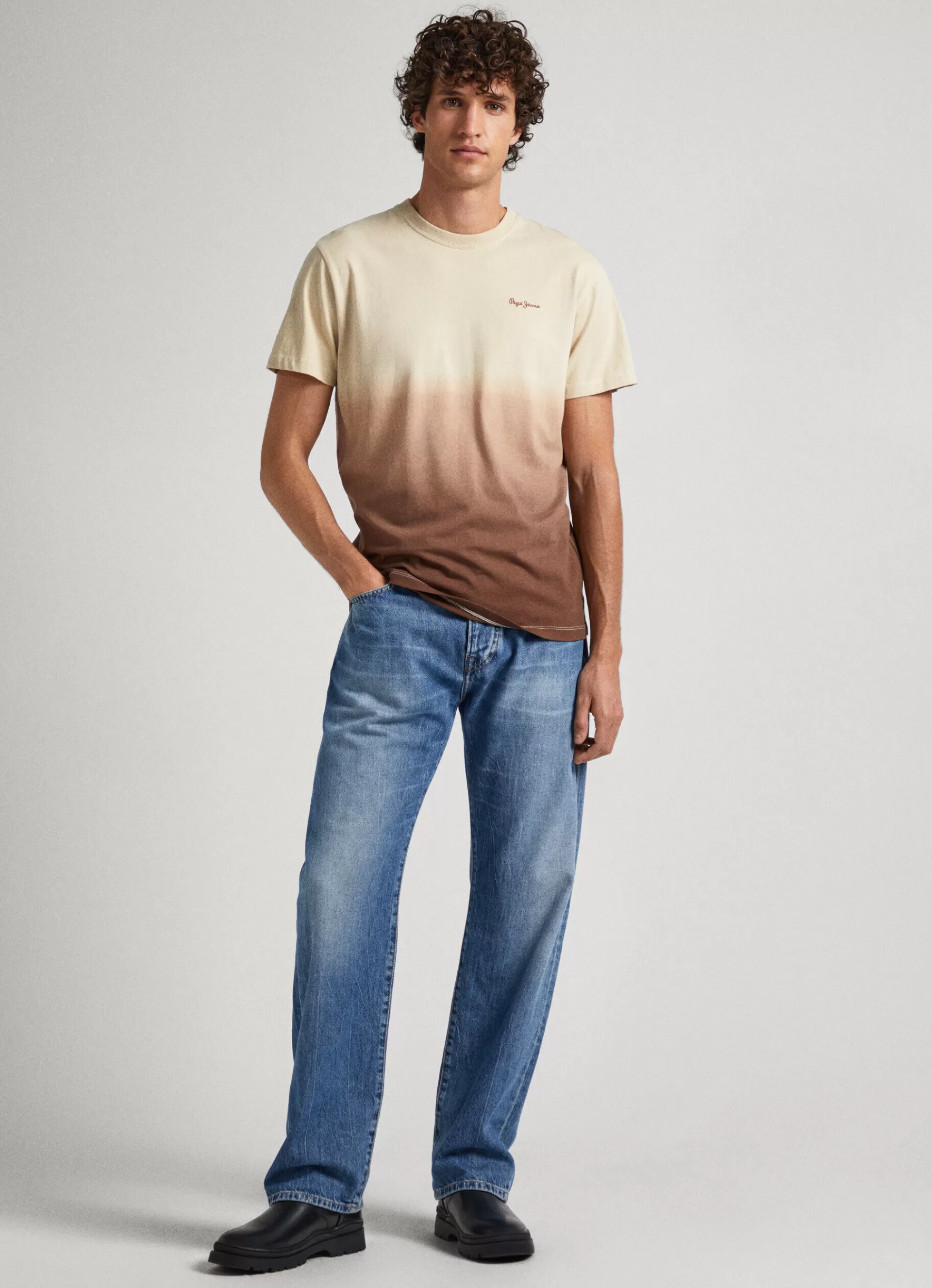 T-shirts*Men Pepe Jeans DEEP DYE T-SHIRT Sand Beige