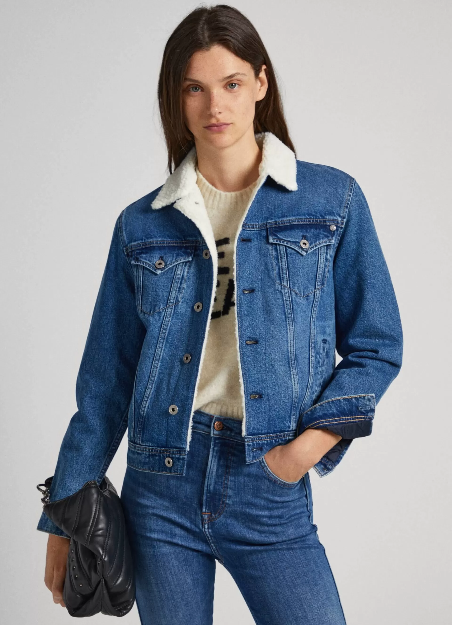 Coats & Jackets*Women Pepe Jeans JACKET W/ SHEEPSKIN LINING Denim