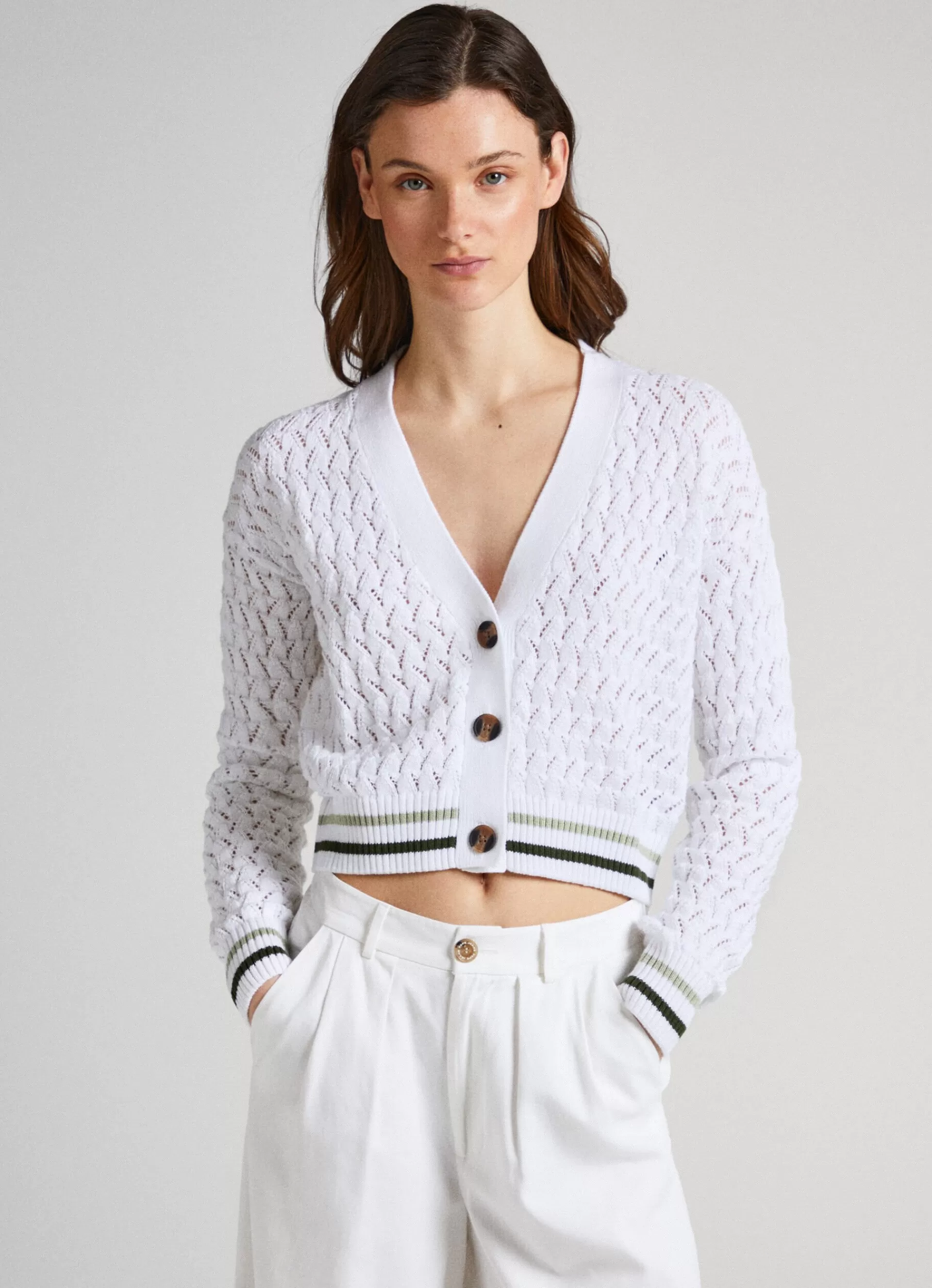 Sweaters & Cardigans | Knitwear*Women Pepe Jeans DIAMOND OPENWORK CARDIGAN White