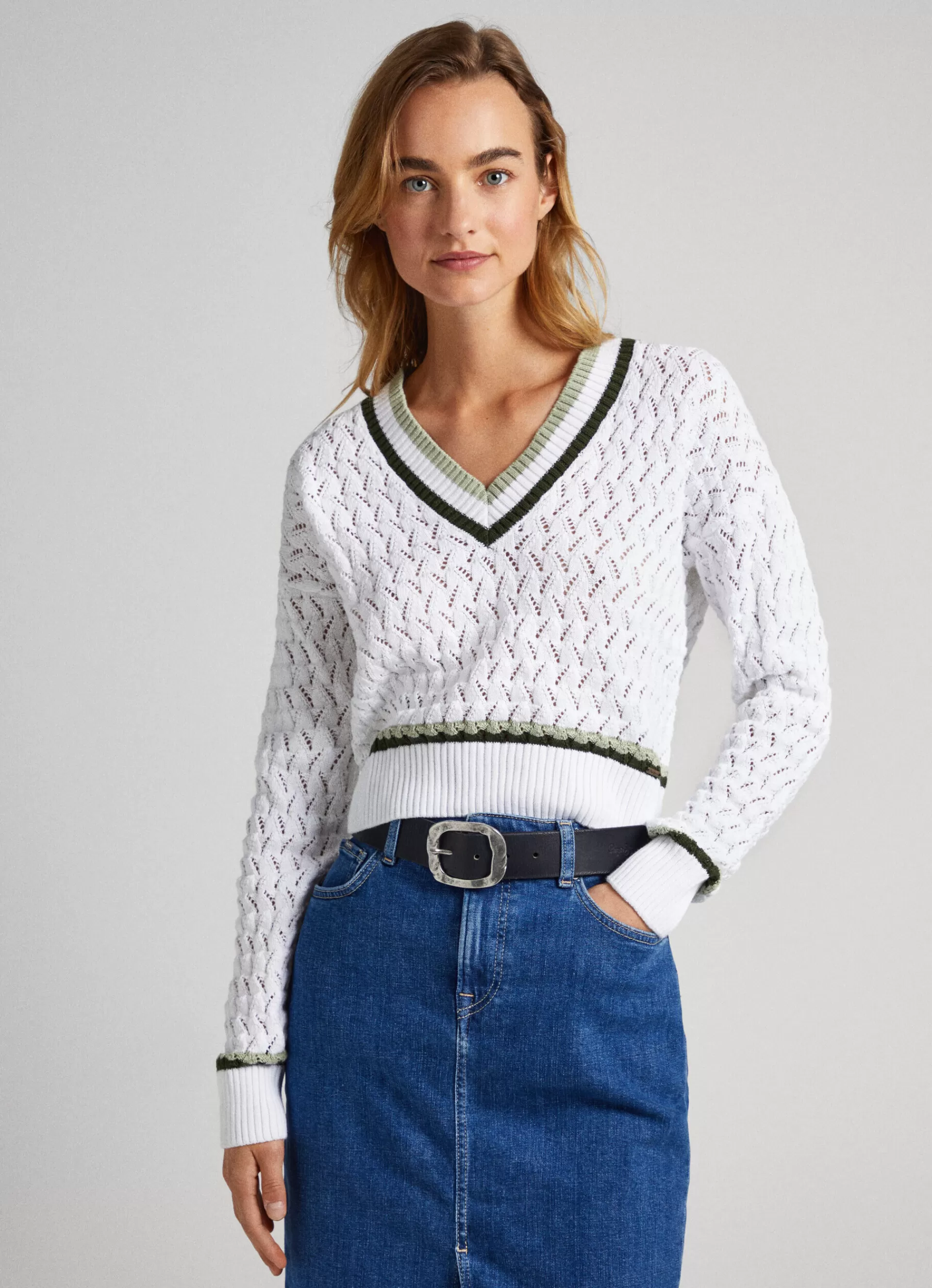 Sweaters & Cardigans | Knitwear*Women Pepe Jeans DIAMOND OPENWORK KNIT White