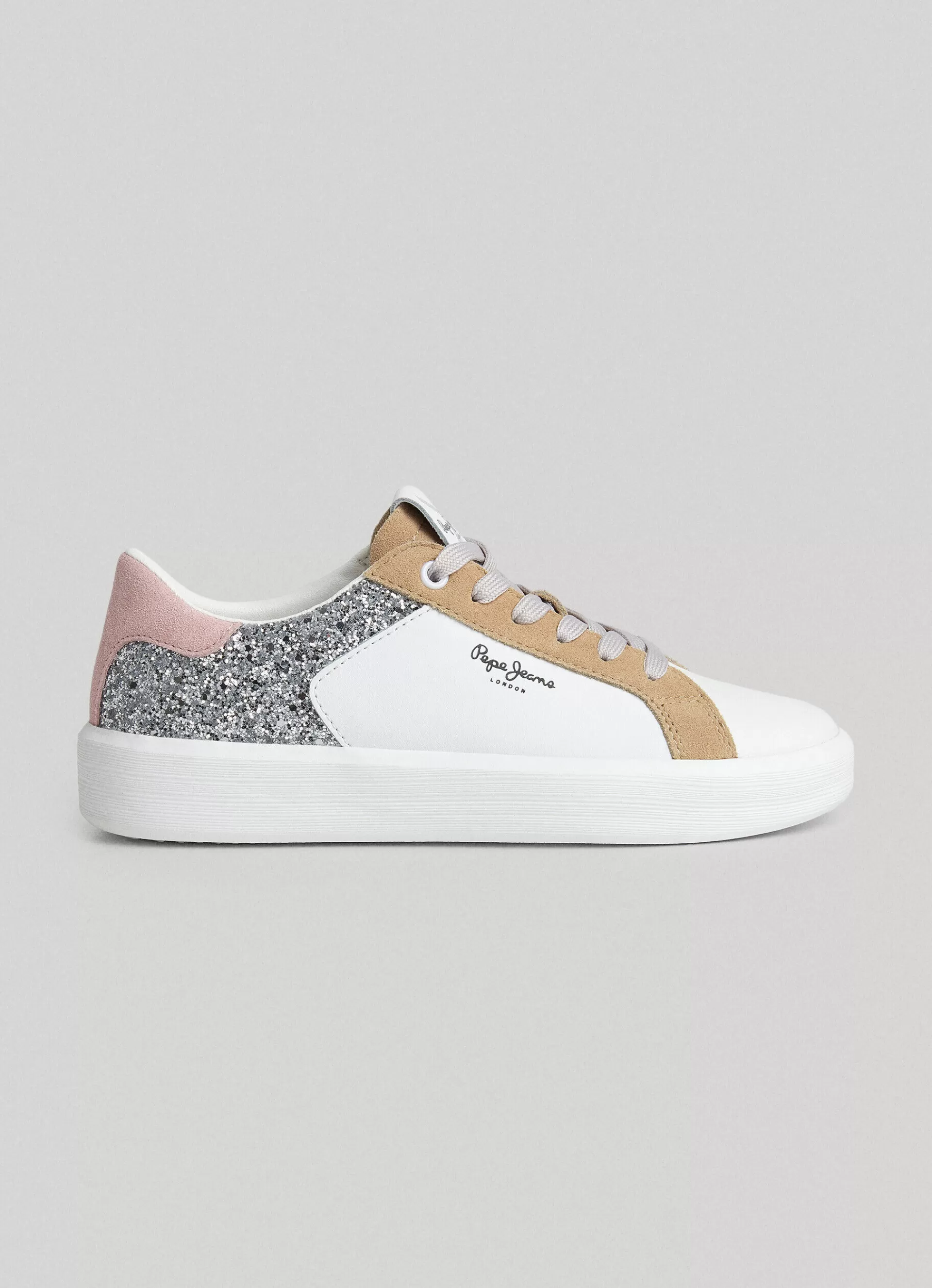 Sneakers*Women Pepe Jeans DOBBIE MIX LEATHER TRAINERS Grout Beige