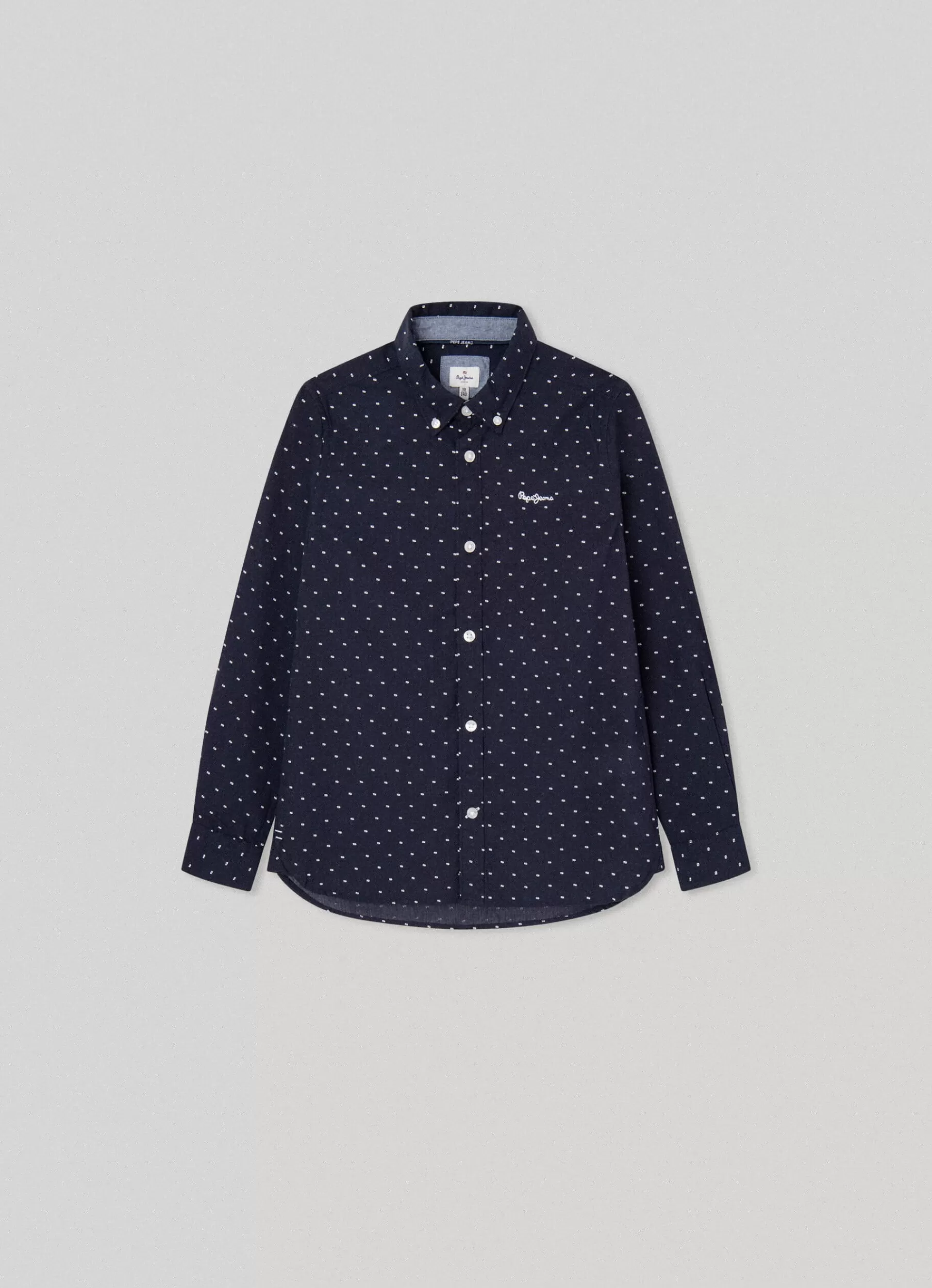 Polos & Shirts*KIDS Pepe Jeans DOTTED POPLIN SHIRT Dulwich Blue